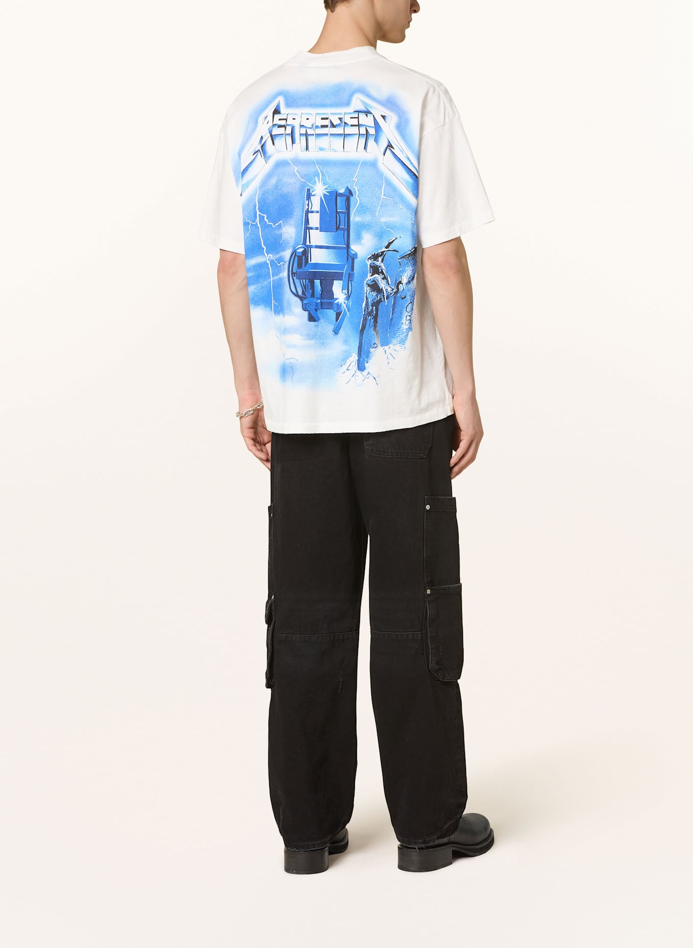 REPRESENT T-Shirt: ECRU / BLAU / SCHWARZ