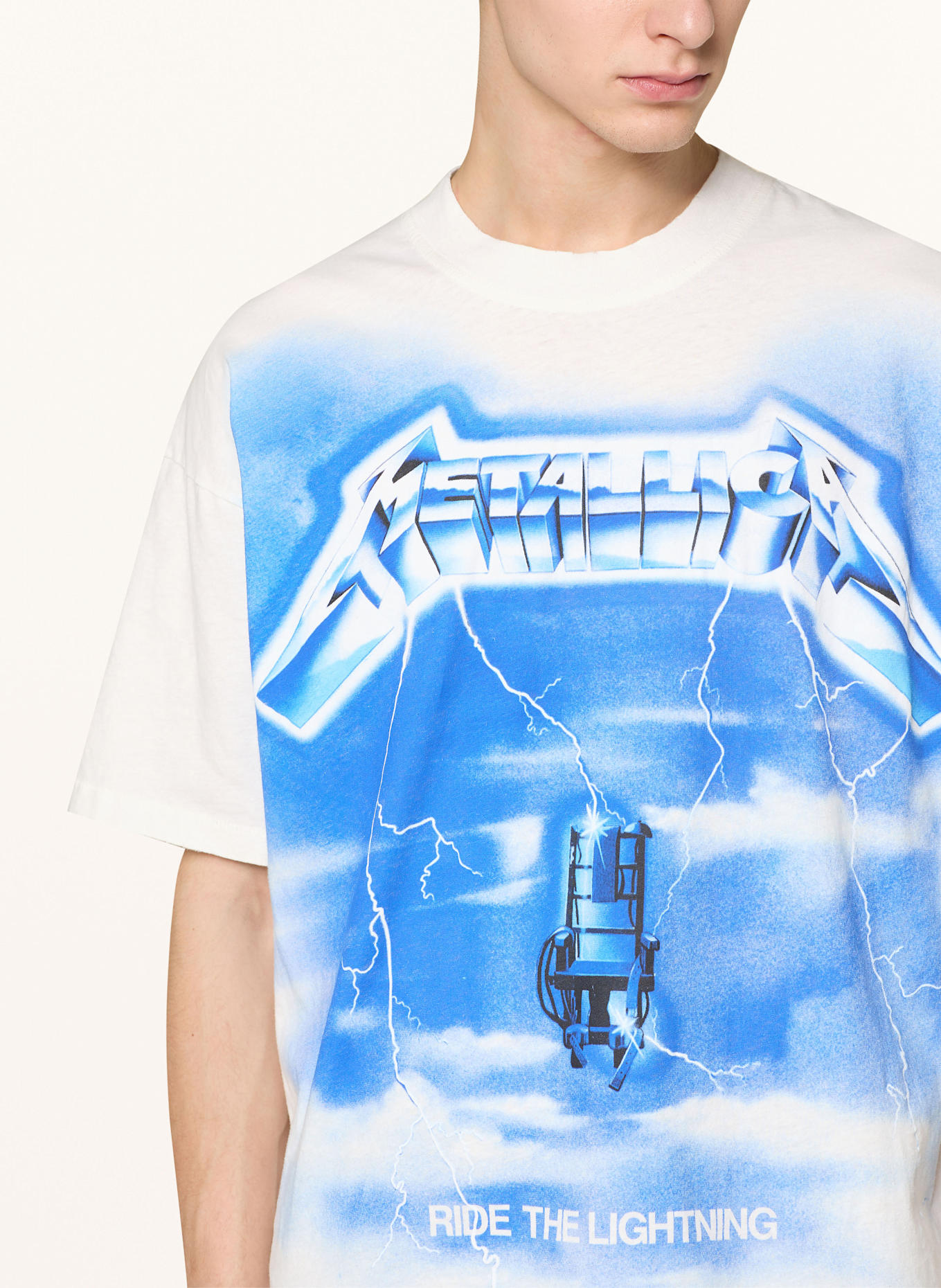 REPRESENT T-Shirt: ECRU / BLAU / SCHWARZ