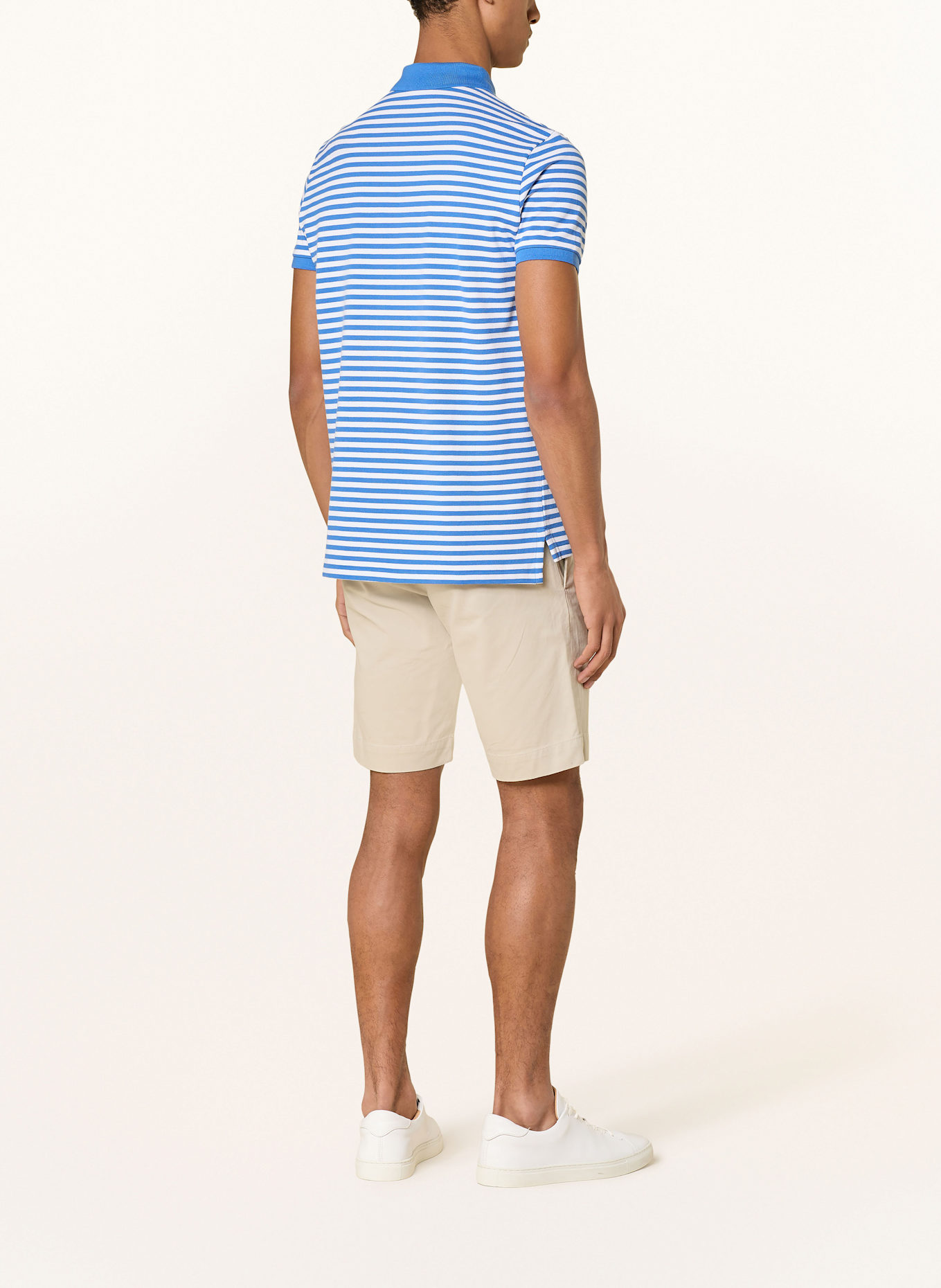 POLO RALPH LAUREN Piqué-Poloshirt Custom Slim Fit: BLAU / WEISS