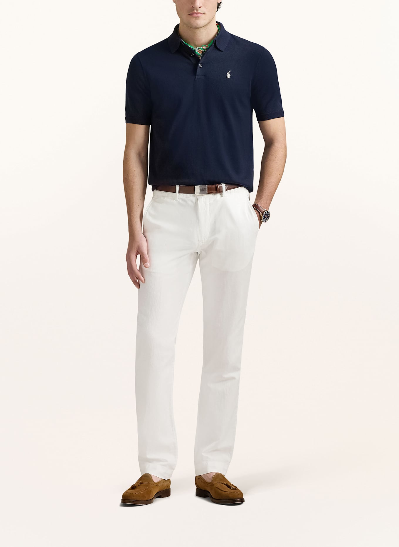 POLO RALPH LAUREN Knitted polo shirt: DARK BLUE