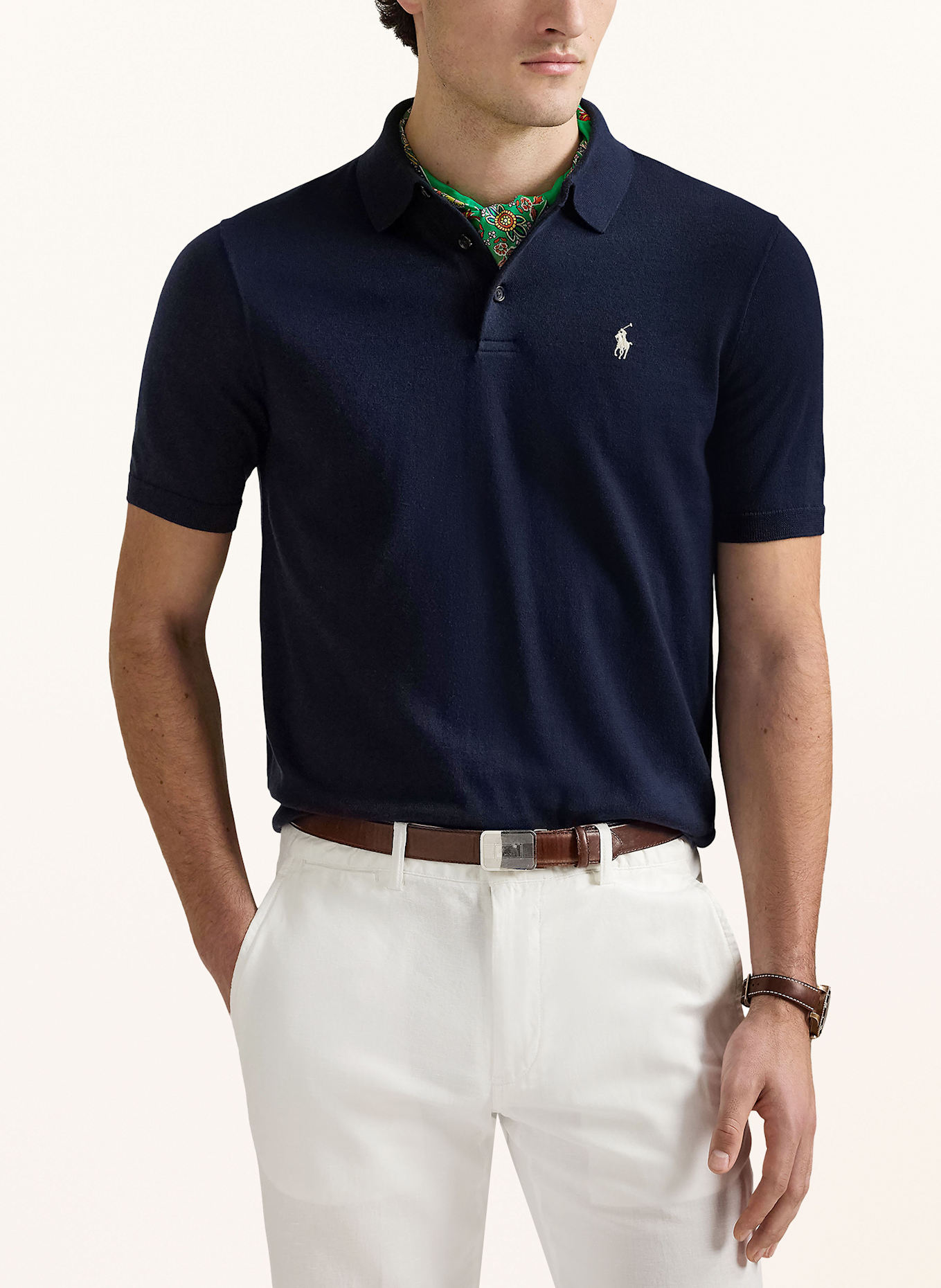 POLO RALPH LAUREN Knitted polo shirt: DARK BLUE