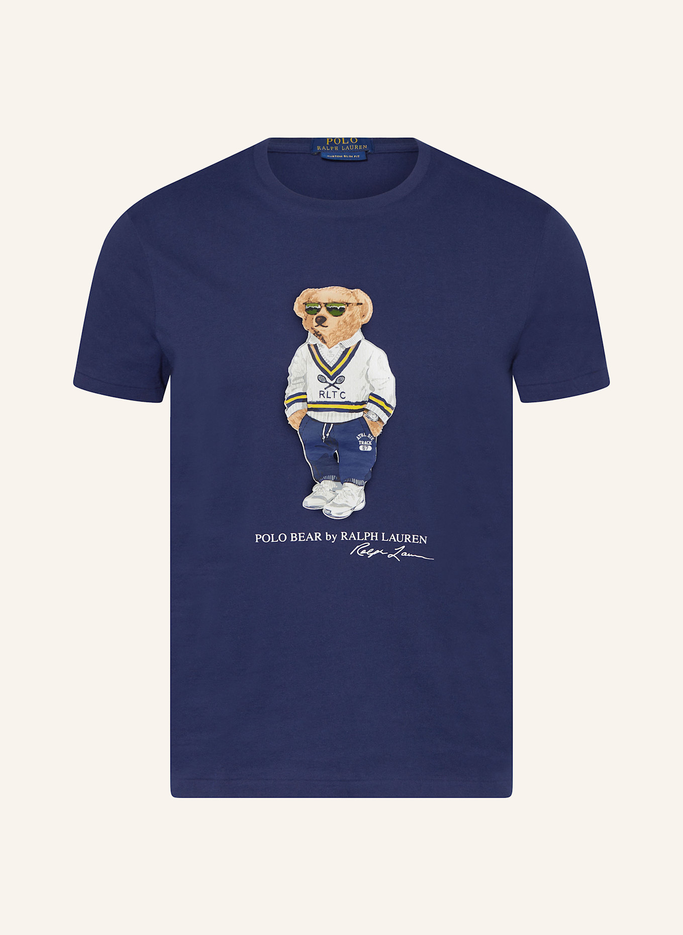 POLO RALPH LAUREN T-Shirt: DUNKELBLAU / WEISS / HELLBRAUN