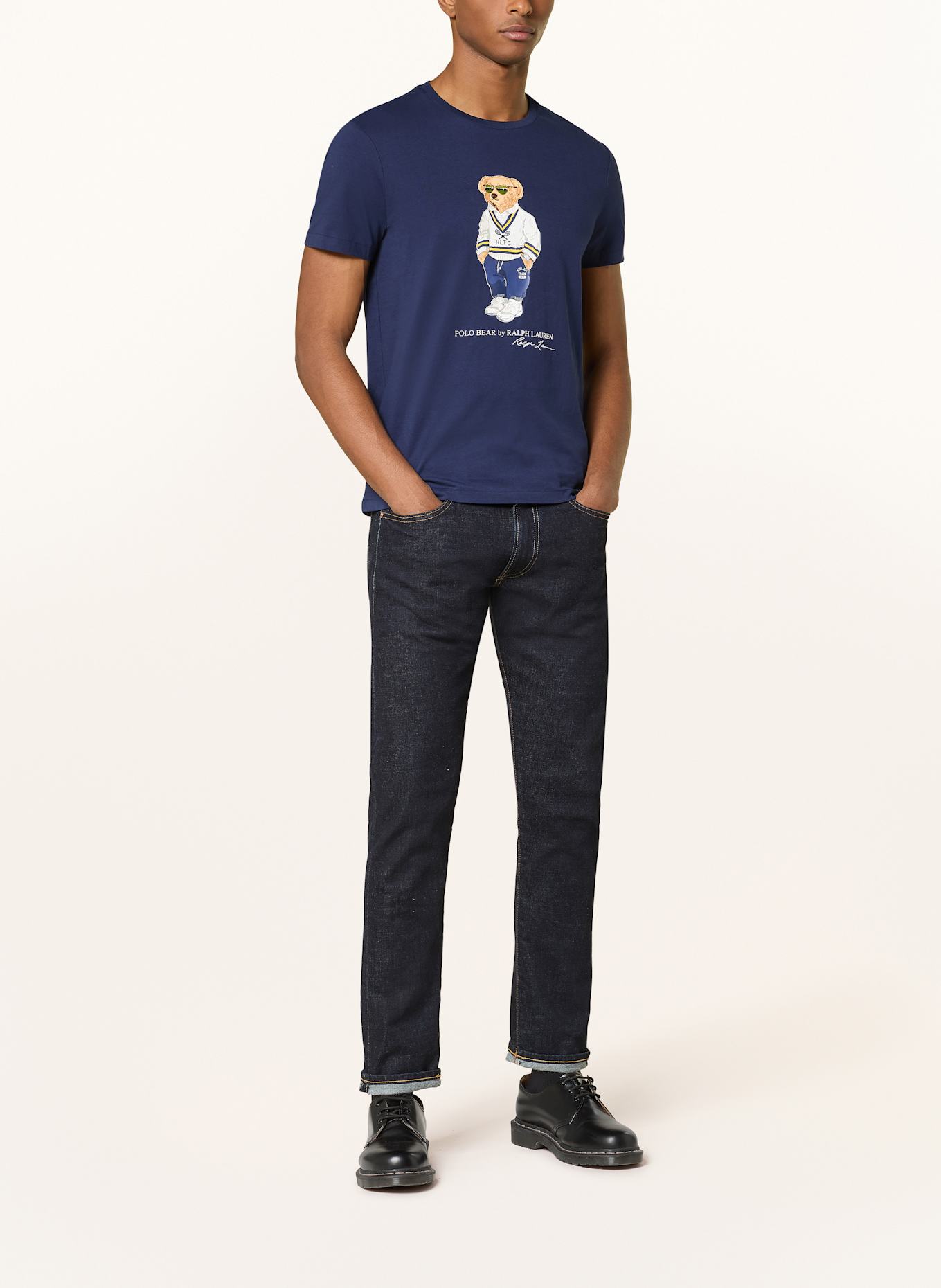 POLO RALPH LAUREN T-Shirt: DUNKELBLAU / WEISS / HELLBRAUN