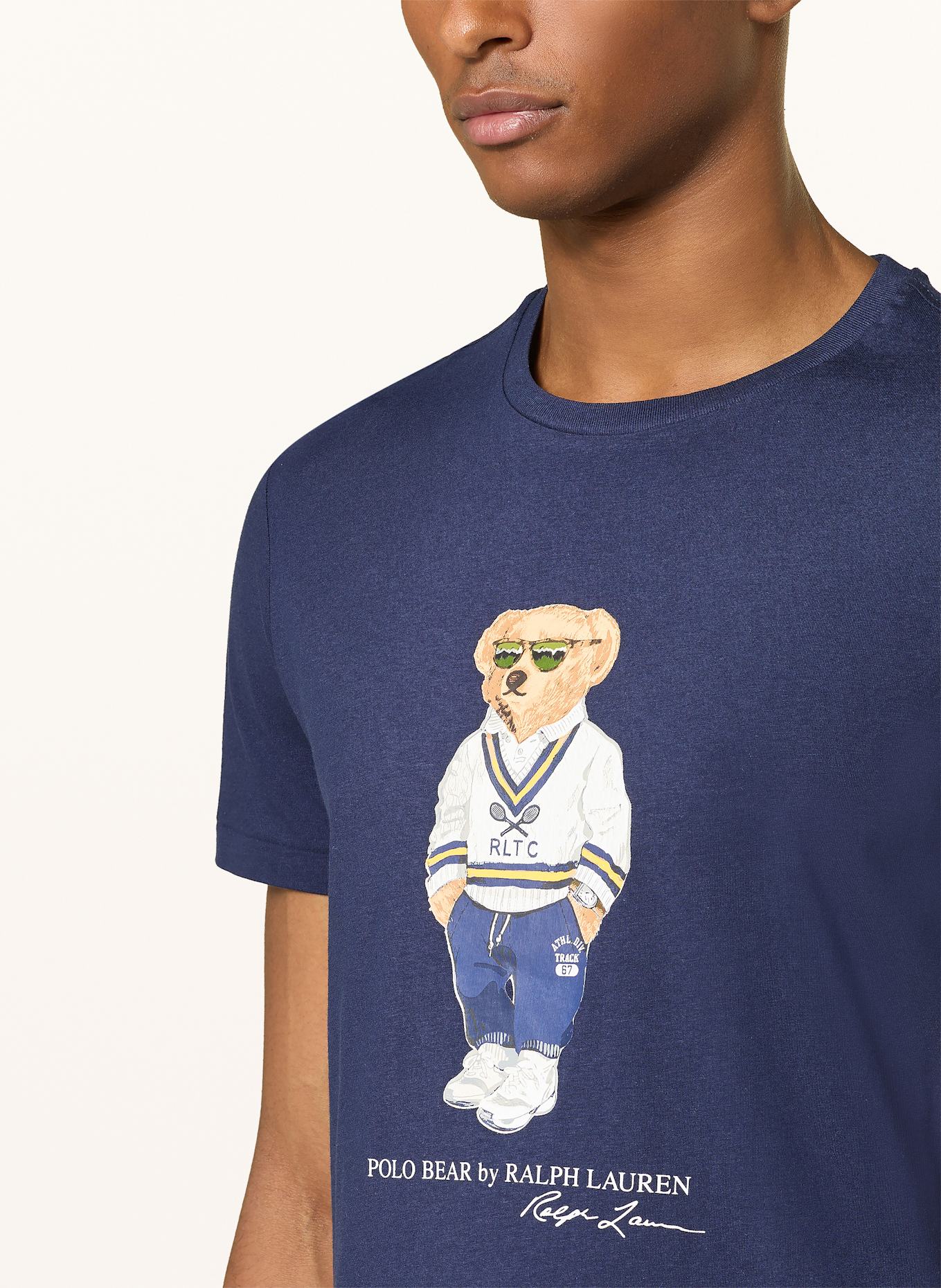 POLO RALPH LAUREN T-Shirt: DUNKELBLAU / WEISS / HELLBRAUN