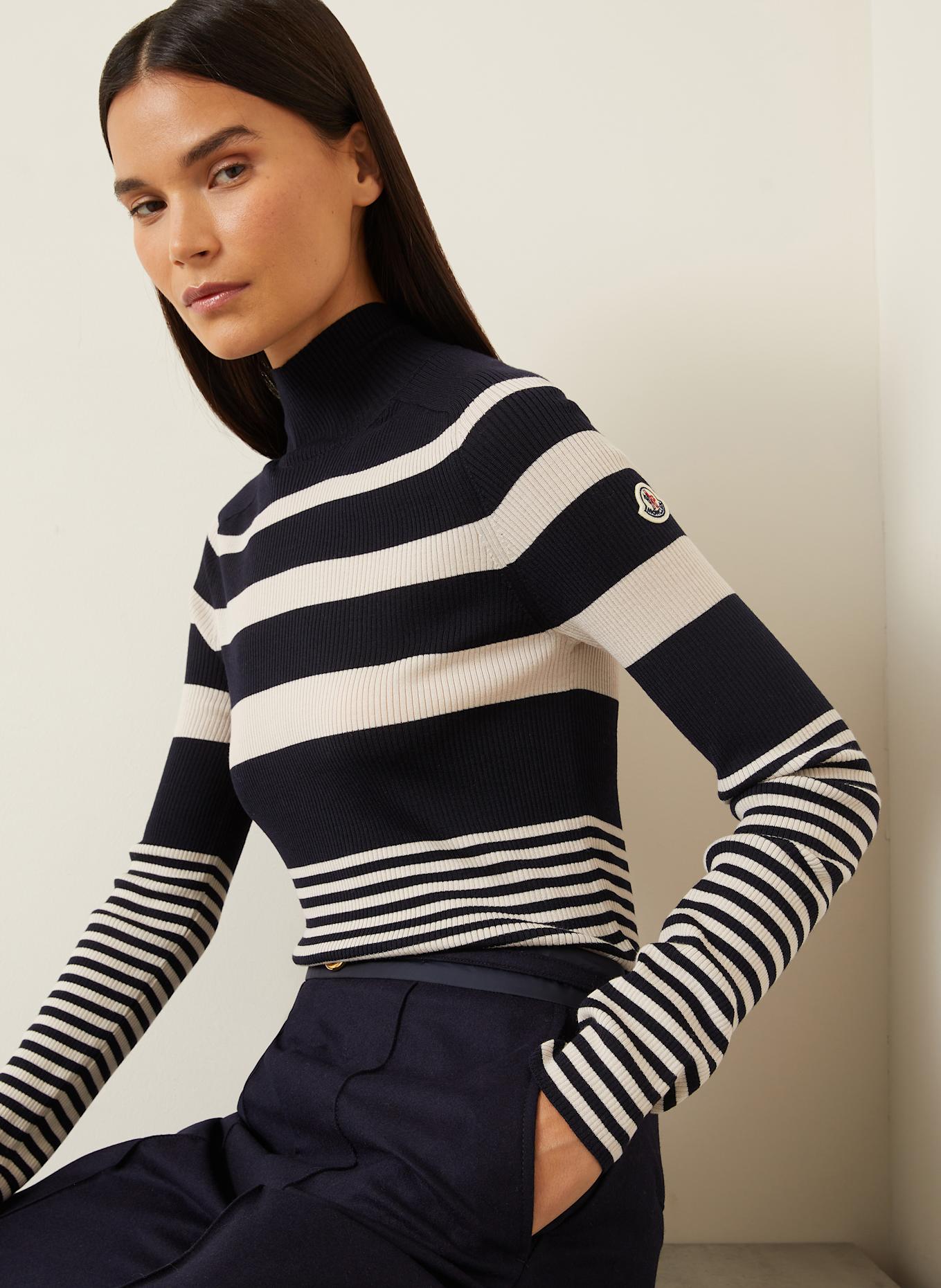 MONCLER Pullover: DUNKELBLAU/ CREME (Bild 5)