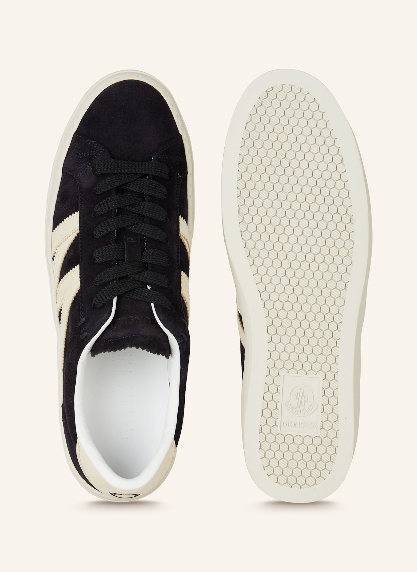 MONCLER Sneaker MONACO: DUNKELBLAU/ CREME