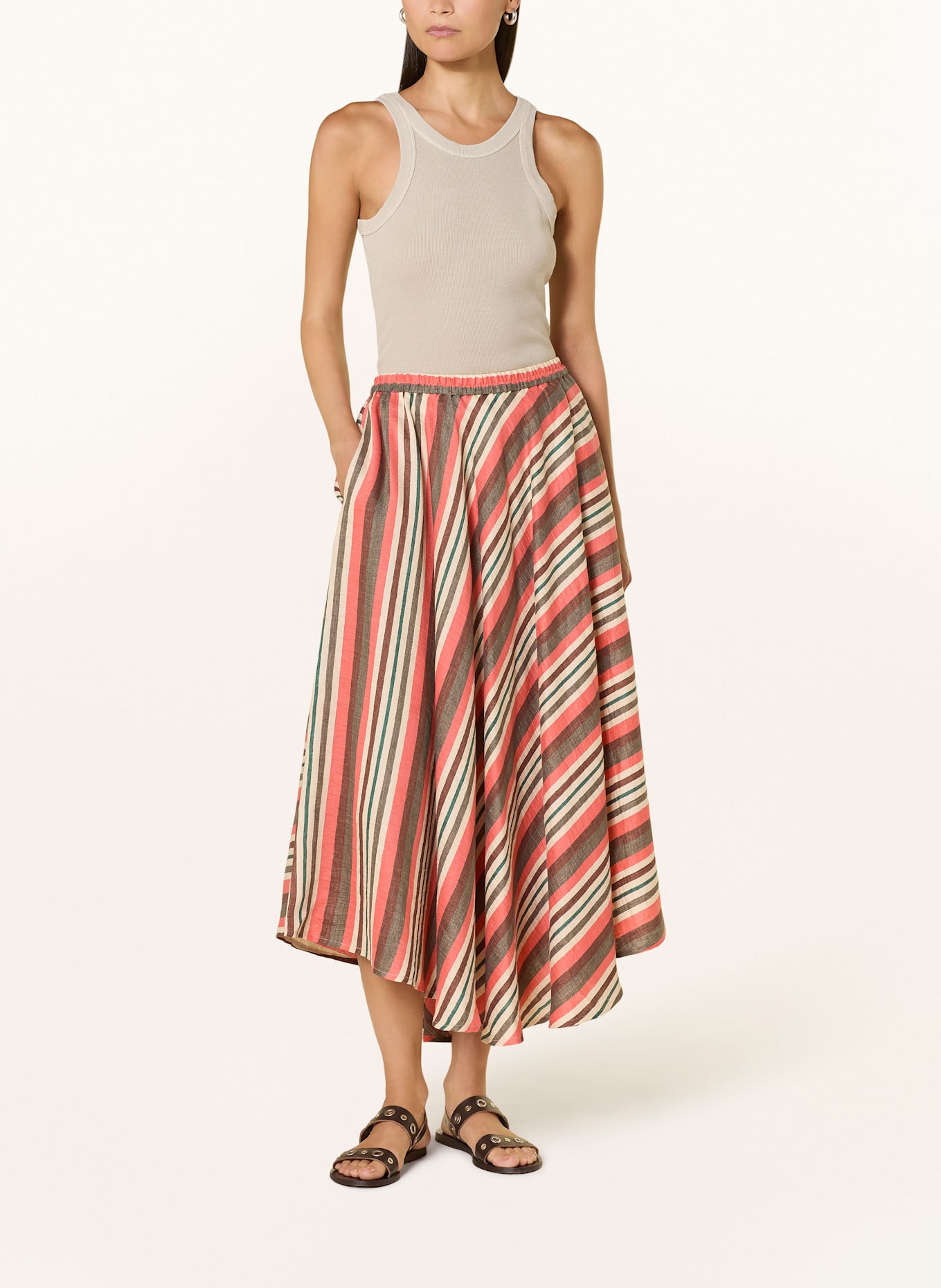 lilienfels Leinenrock: LACHS / BRAUN / DUNKELGRÜN