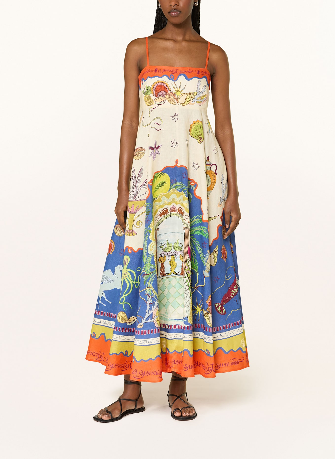 ALÉMAIS Kleid SURREALIST SUMMER: HELLGELB / ORANGE