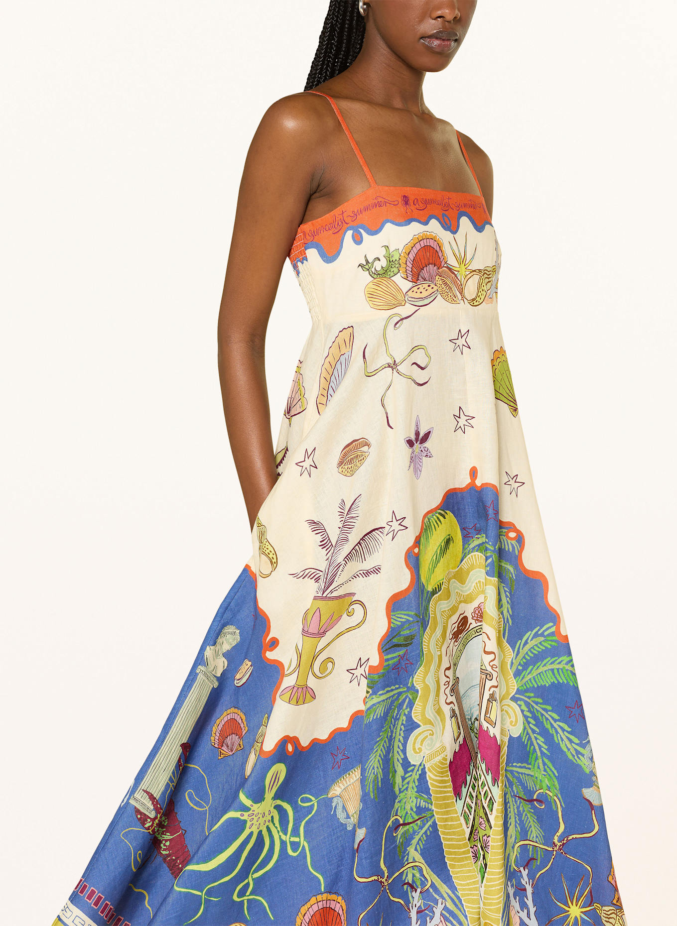 ALÉMAIS Kleid SURREALIST SUMMER: HELLGELB / ORANGE