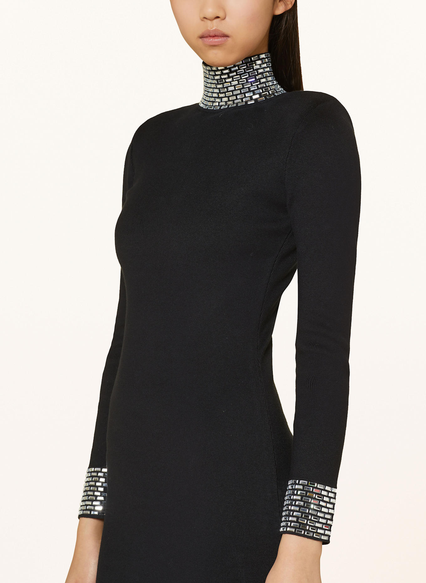 RETROFÊTE Strickkleid MONROE mit Schmucksteinen: SCHWARZ