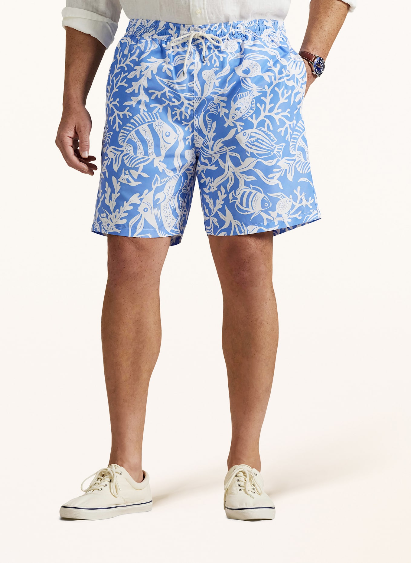 POLO RALPH LAUREN Big & Tall Badeshorts: BLAU/ WEISS