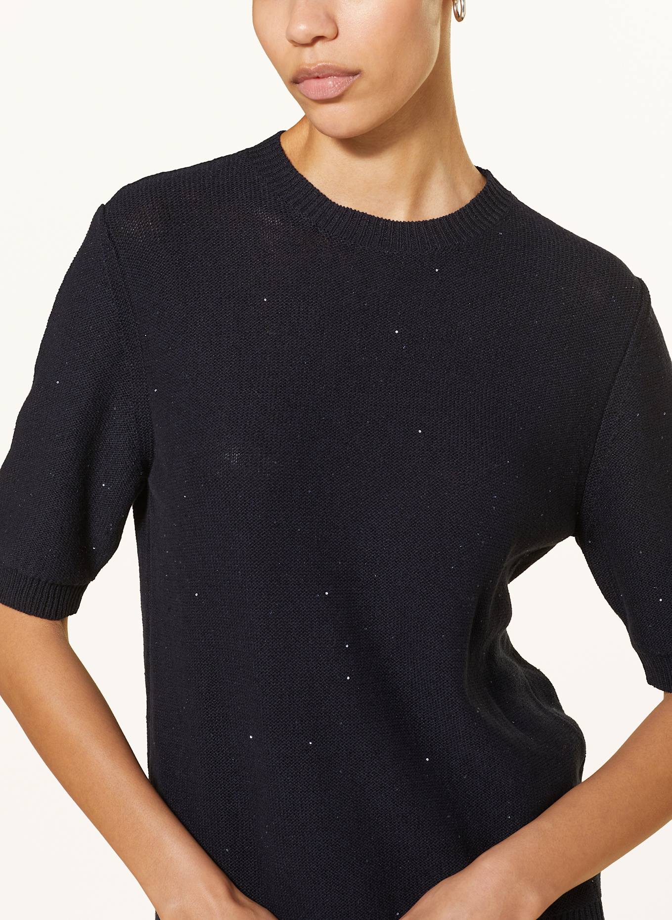 FABIANA FILIPPI Úpletové tričko s flitry: TMAVĚ MODRÁ