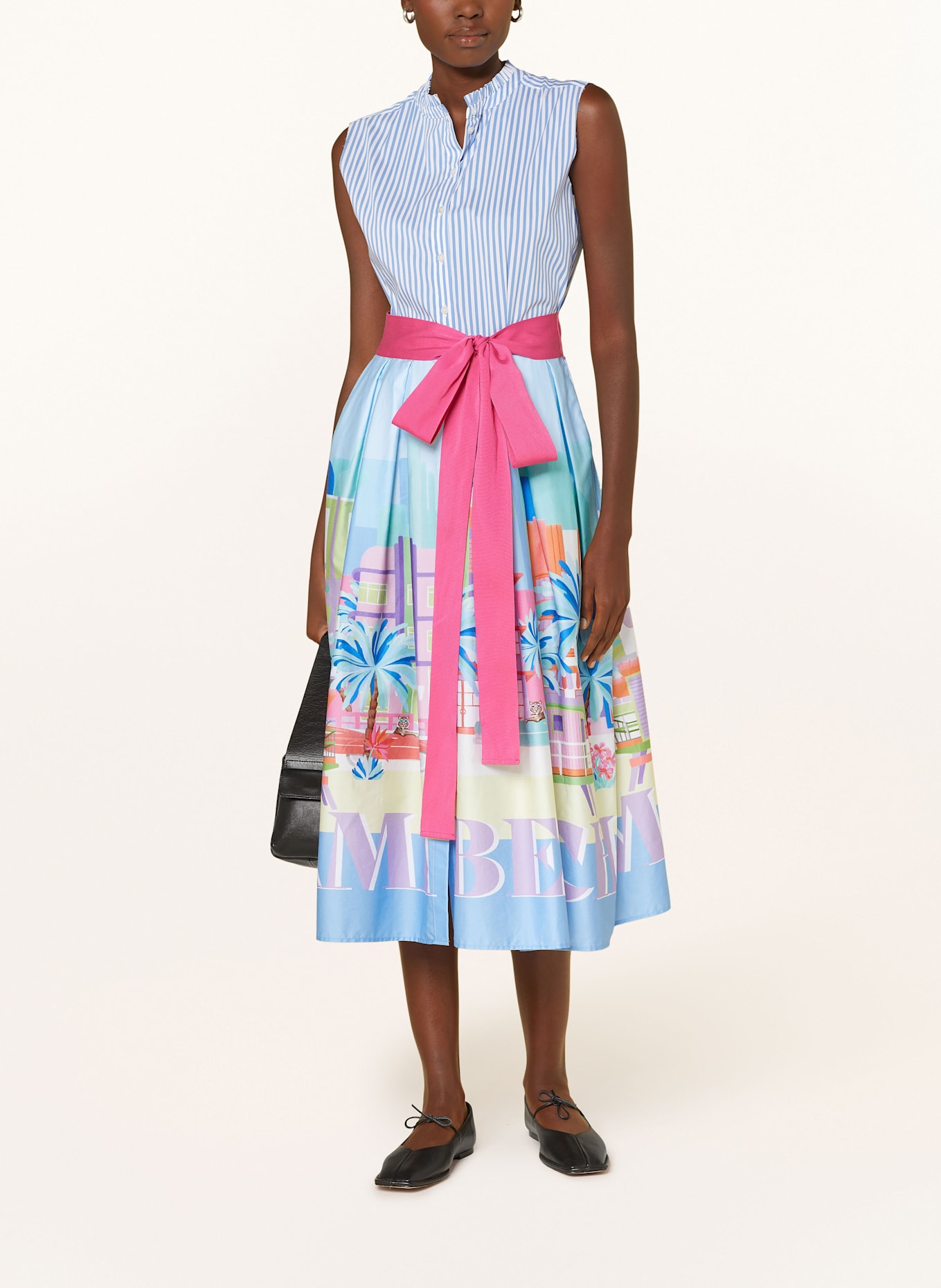 MILANO ITALY Hemdblusenkleid: BLAU / GRÜN / PINK