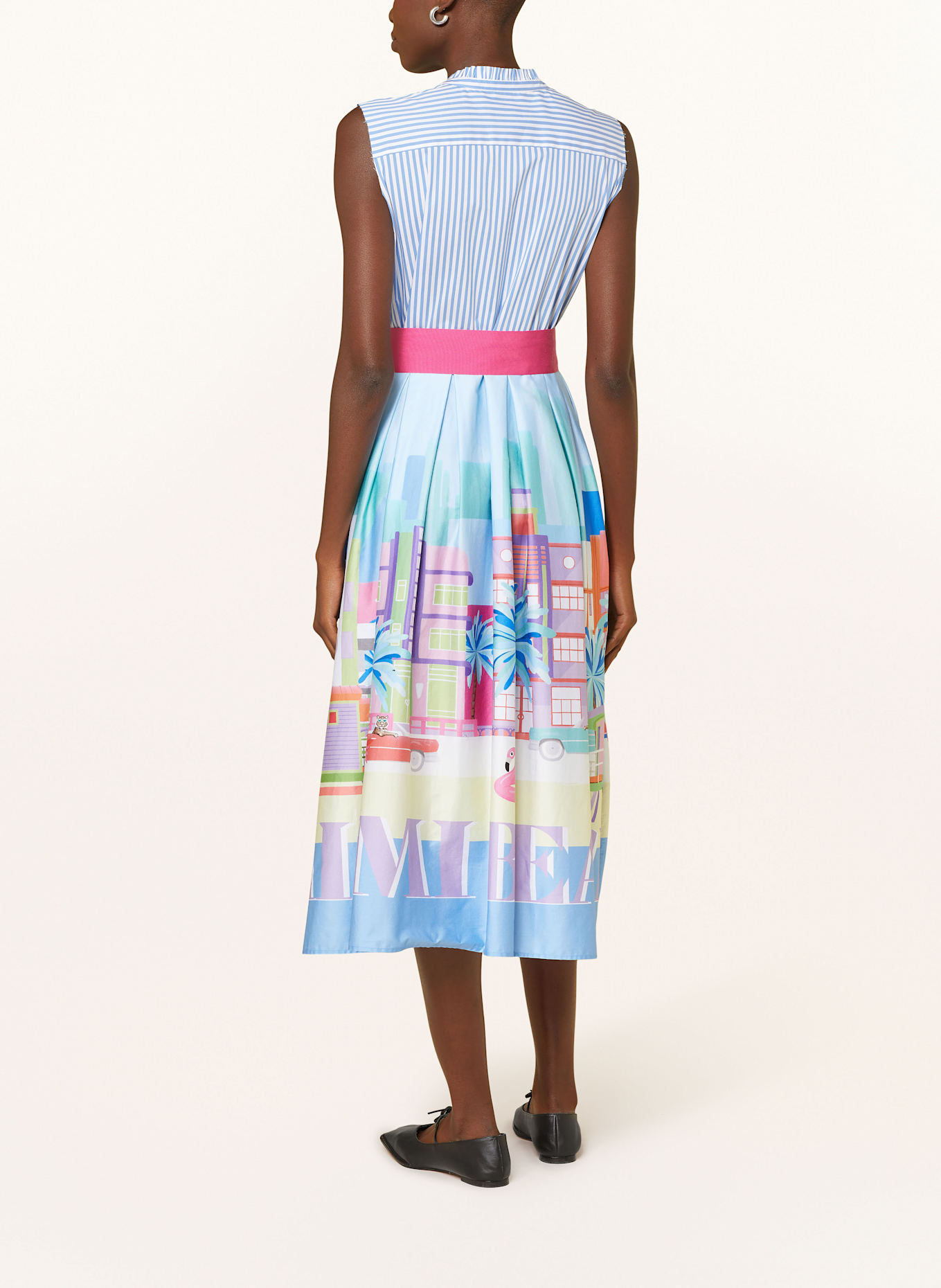 MILANO ITALY Hemdblusenkleid: BLAU / GRÜN / PINK