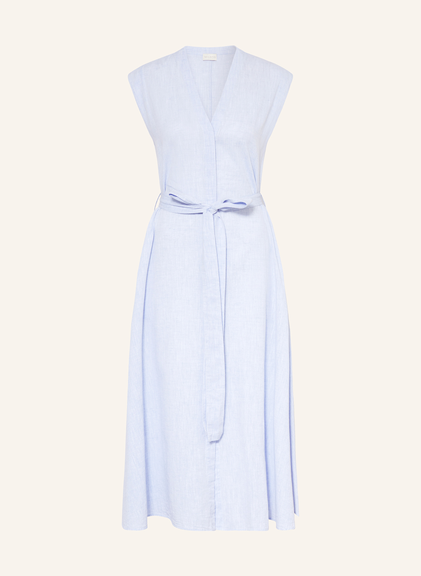 MILANO ITALY Hemdblusenkleid mit Leinen: HELLBLAU