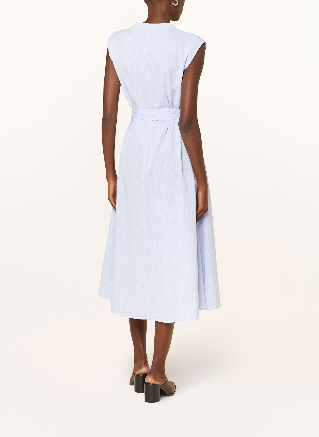 MILANO ITALY Hemdblusenkleid mit Leinen: HELLBLAU