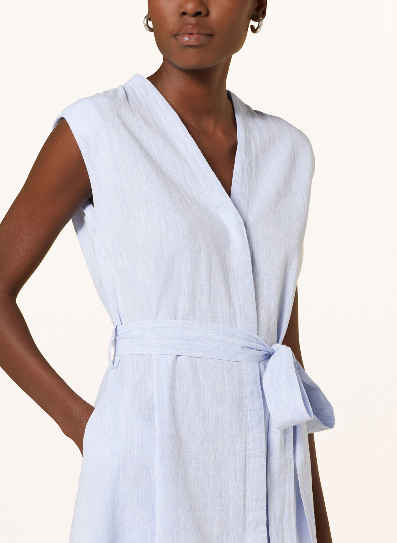 MILANO ITALY Hemdblusenkleid mit Leinen: HELLBLAU