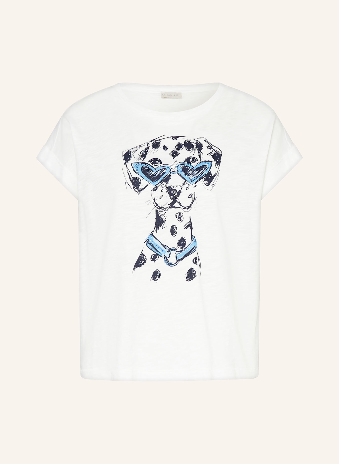 MILANO ITALY T-shirt with decorative gems: WHITE