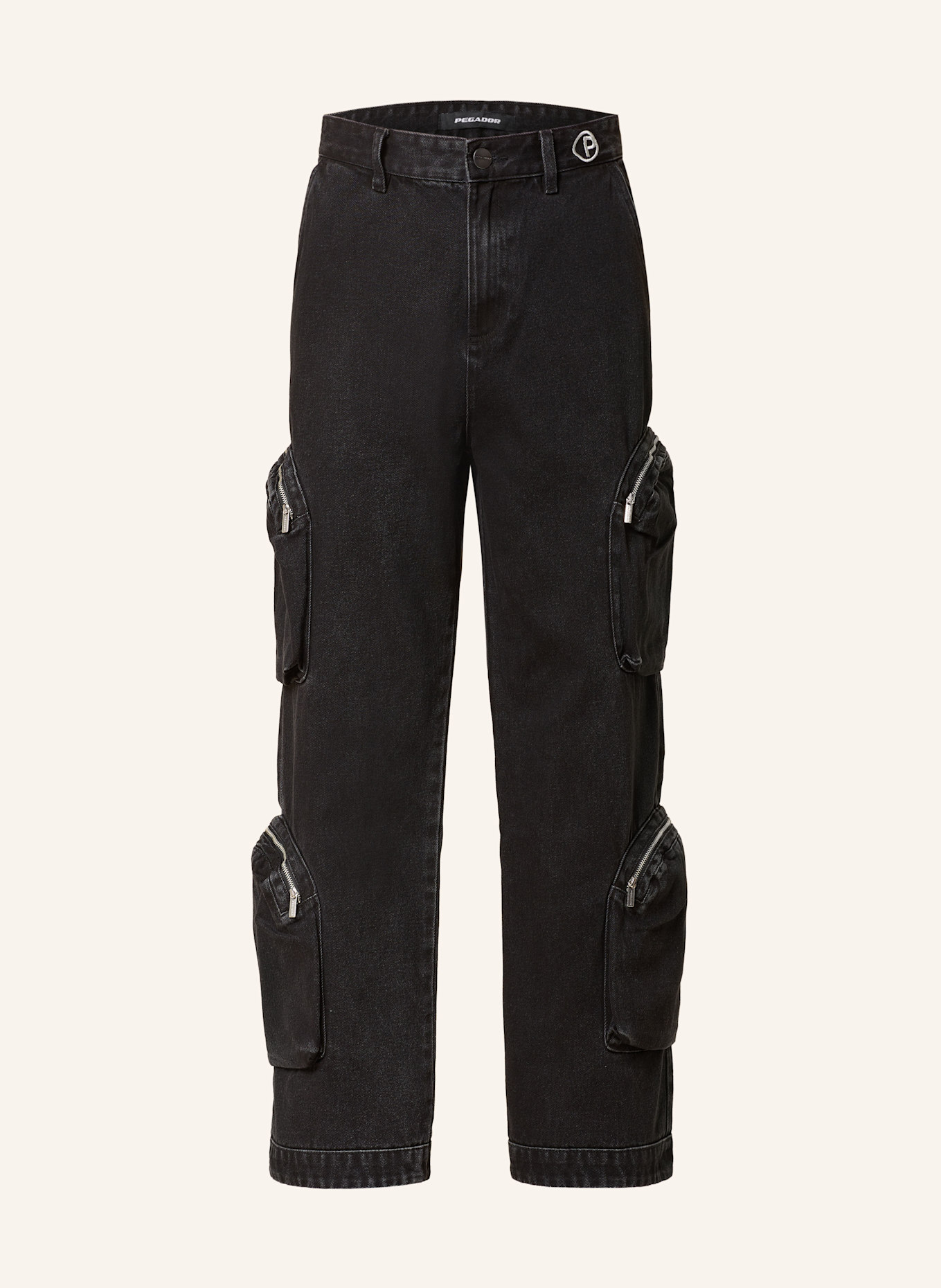 PEGADOR Jeansy bojówki YARVITE regular fit: 002 washed black