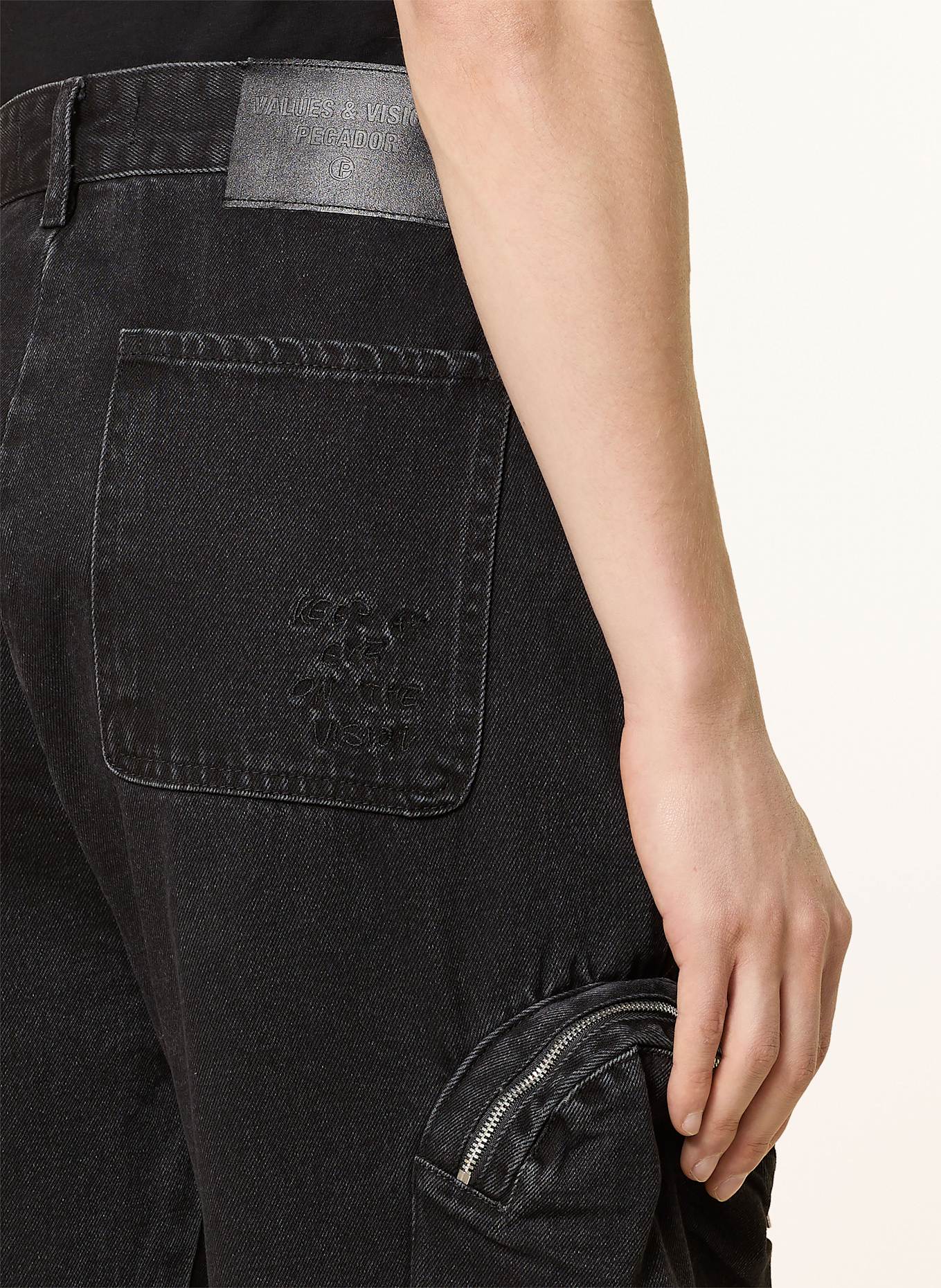 PEGADOR Jeansy bojówki YARVITE regular fit: 002 washed black