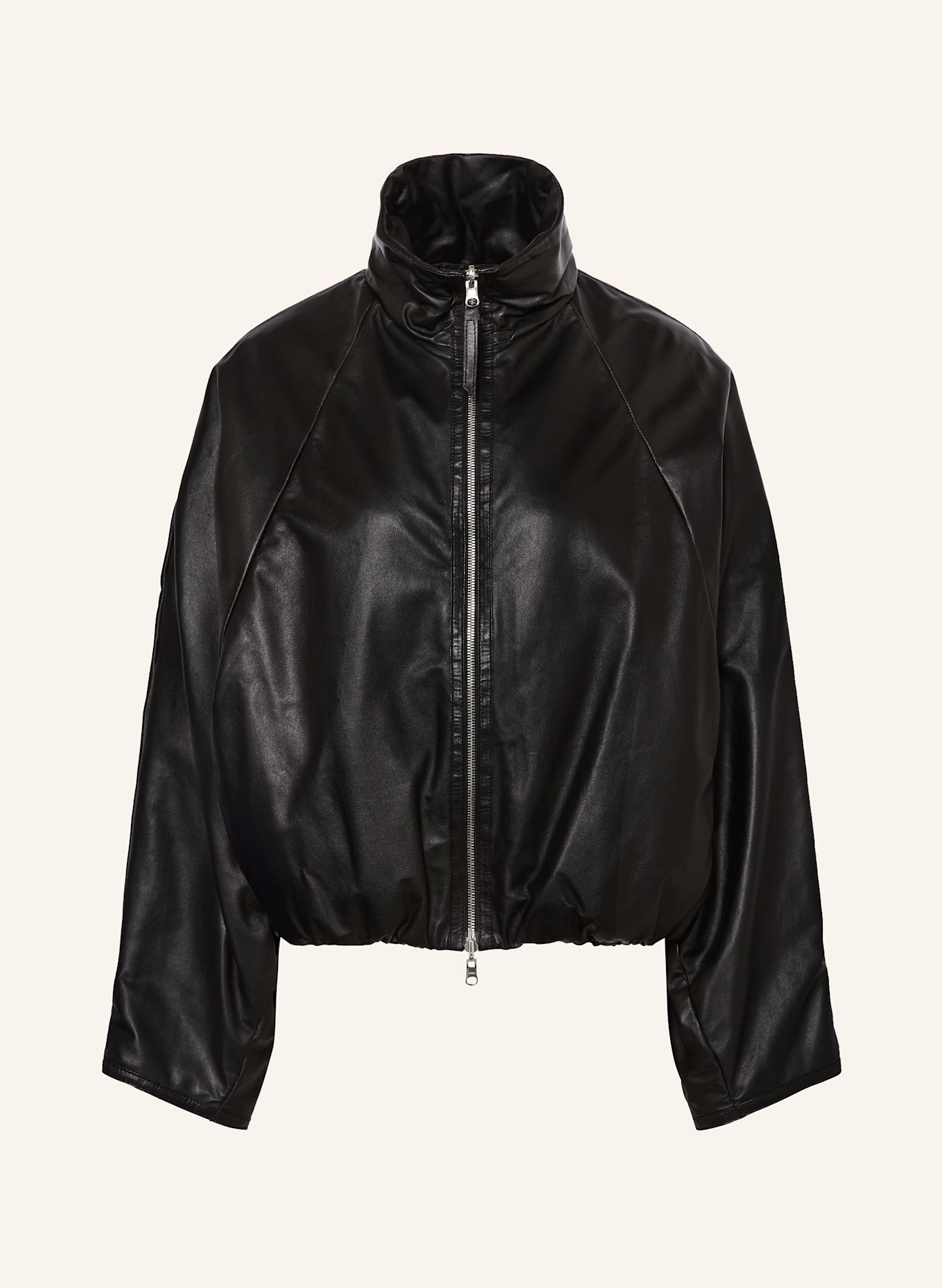 UTZON Leather bomber jacket JACKE JUSA: BLACK