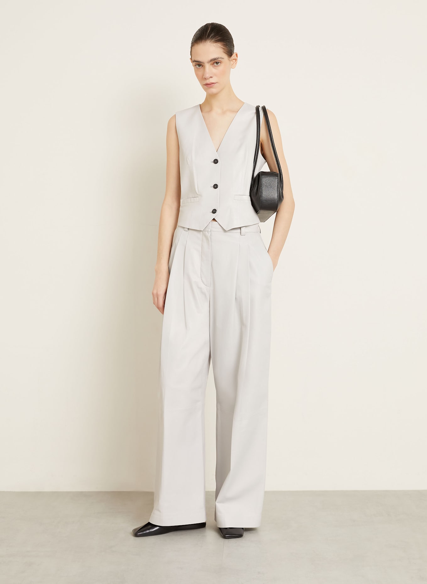 UTZON Marlenehose DRAGON aus Leder: HELLGRAU