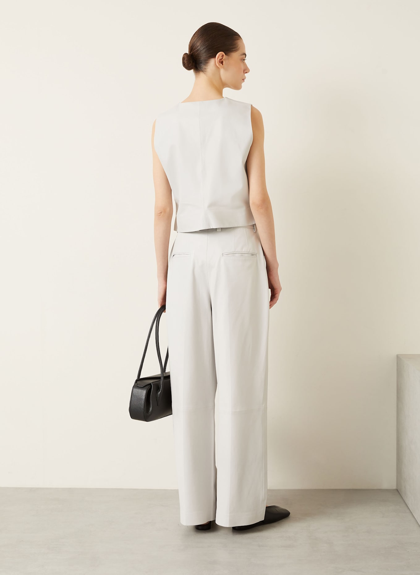 UTZON Marlenehose DRAGON aus Leder: HELLGRAU