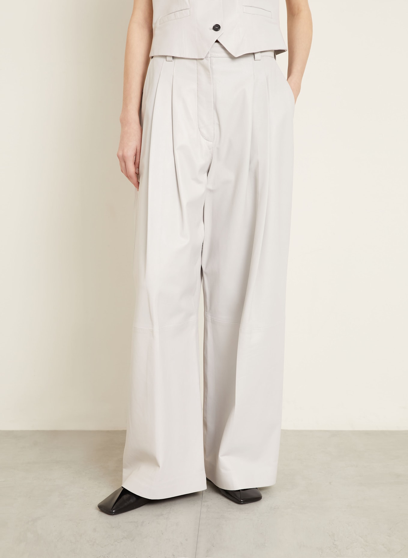 UTZON Marlenehose DRAGON aus Leder: HELLGRAU