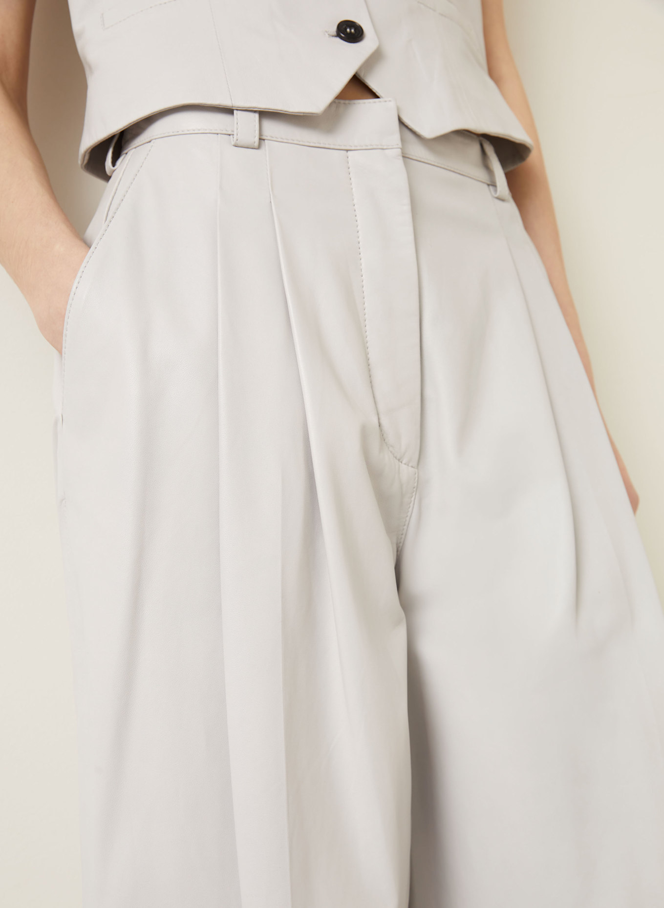 UTZON Marlenehose DRAGON aus Leder: HELLGRAU