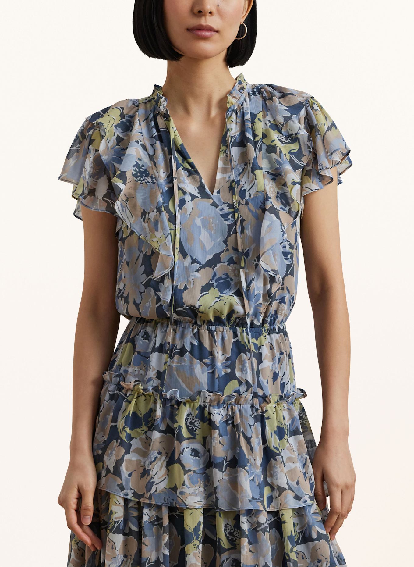 LAUREN RALPH LAUREN Dress with frills and ruffles in blue/ light