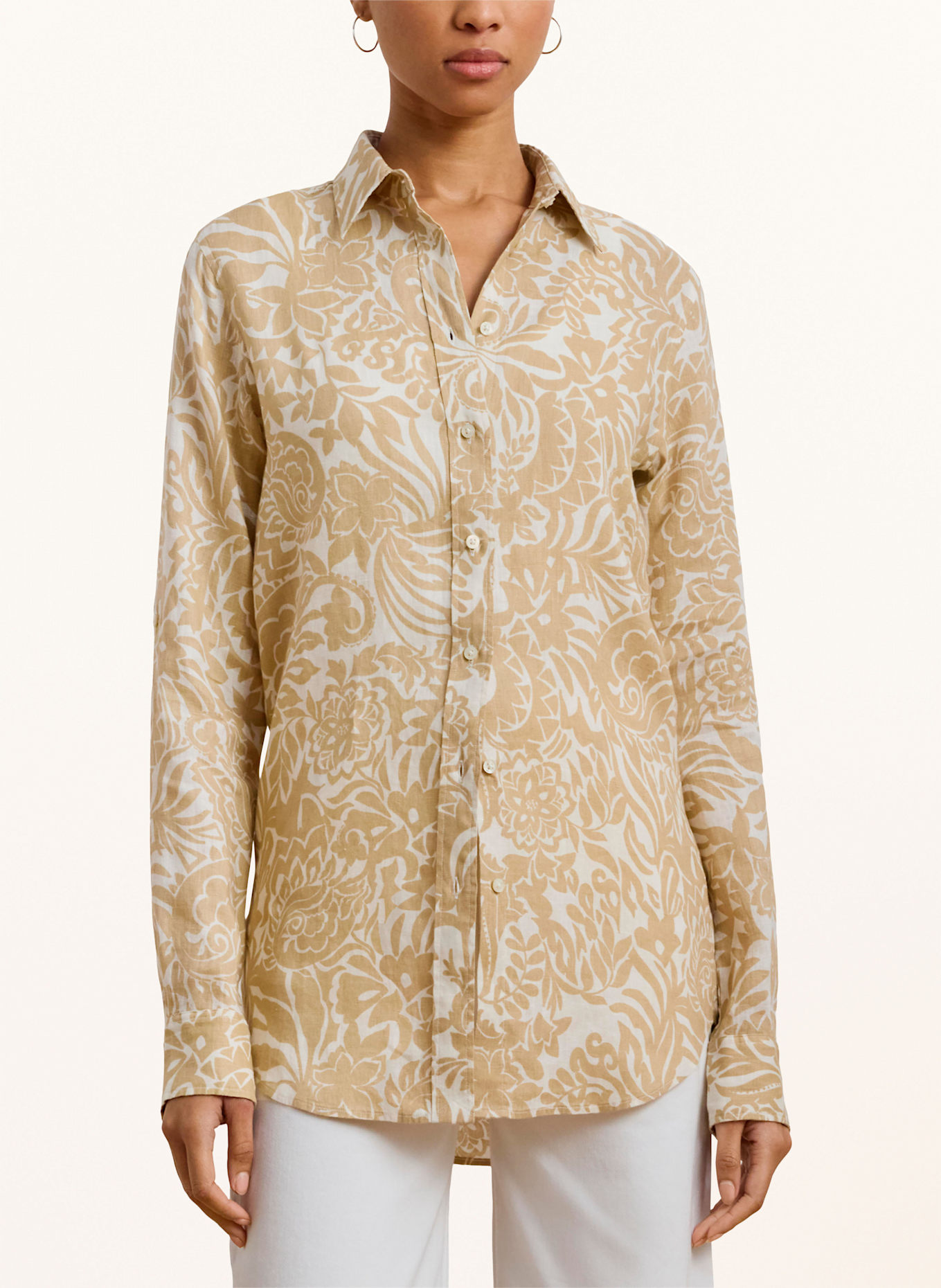 LAUREN RALPH LAUREN Koszula z lnu: BIAŁY / BEŻOWY