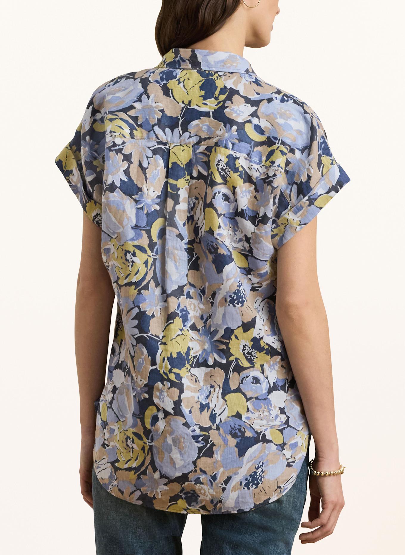 LAUREN RALPH LAUREN Hemdbluse aus Leinen: BLAUGRAU / BEIGE / WEISS