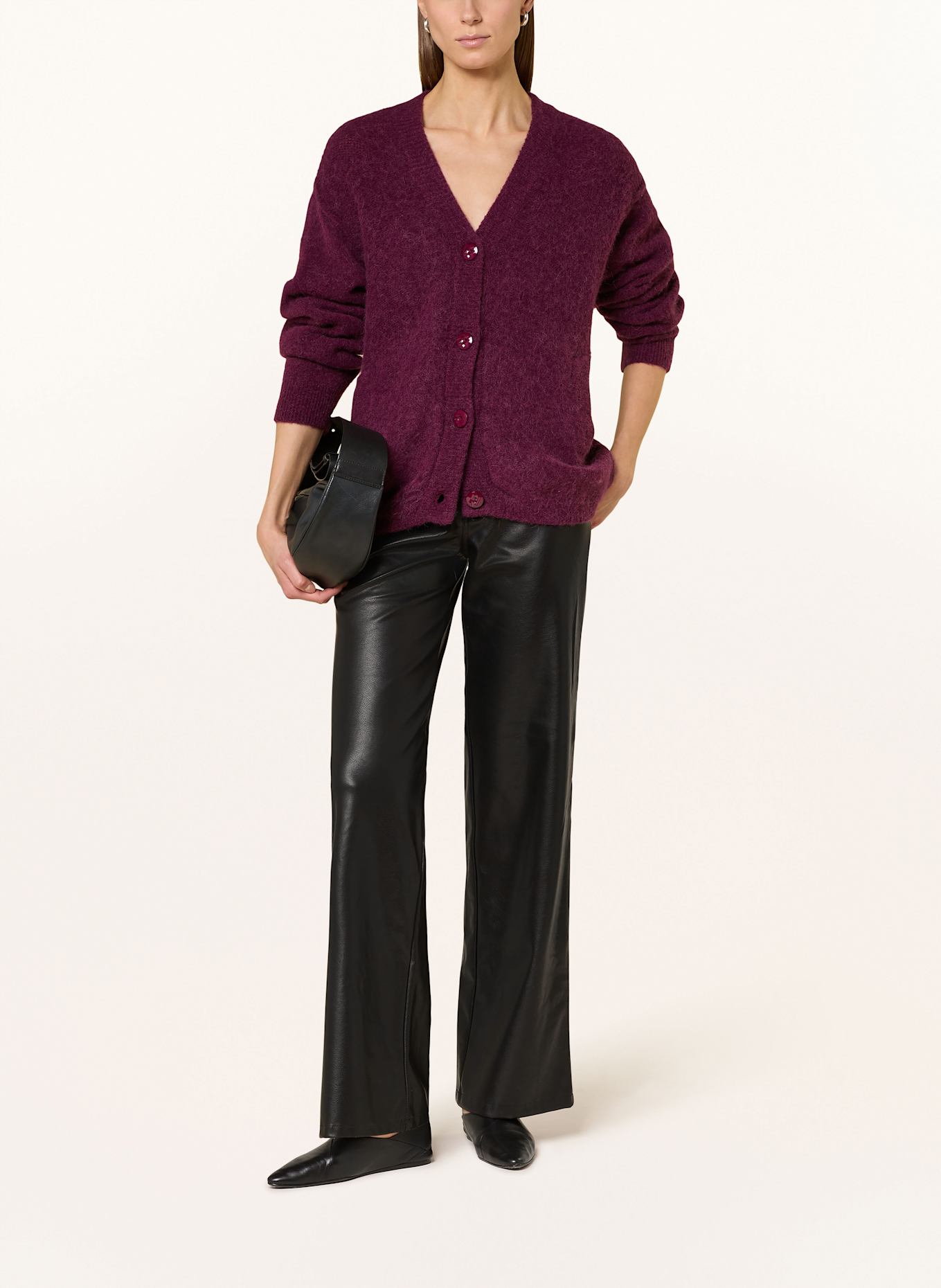 miss goodlife Strickjacke mit Alpaka: DUNKELROT