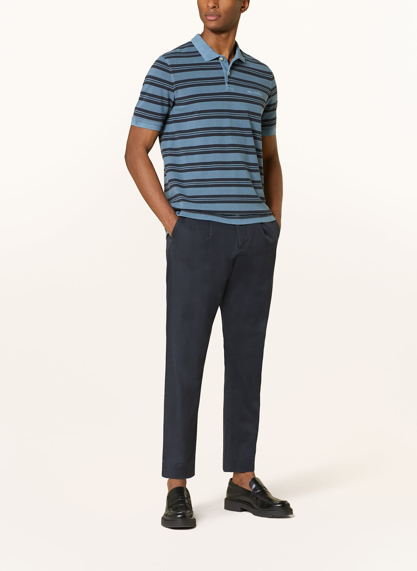 Marc O'Polo Piqué-Poloshirt Regular Fit: BLAU / SCHWARZ