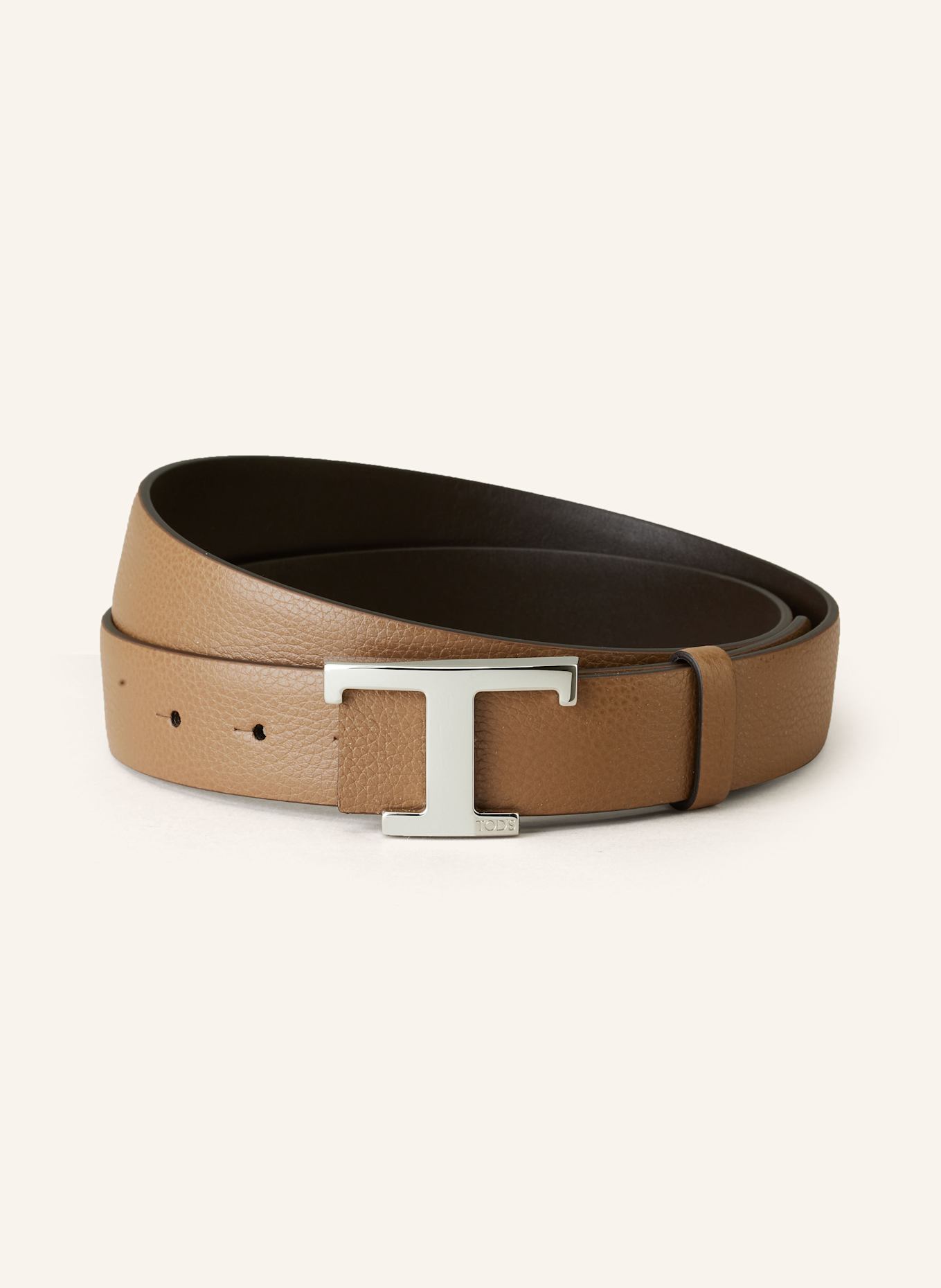 TOD'S Pasek skórzany dwustronny: CIEMNOBRĄZOWY / KONIAKOWY