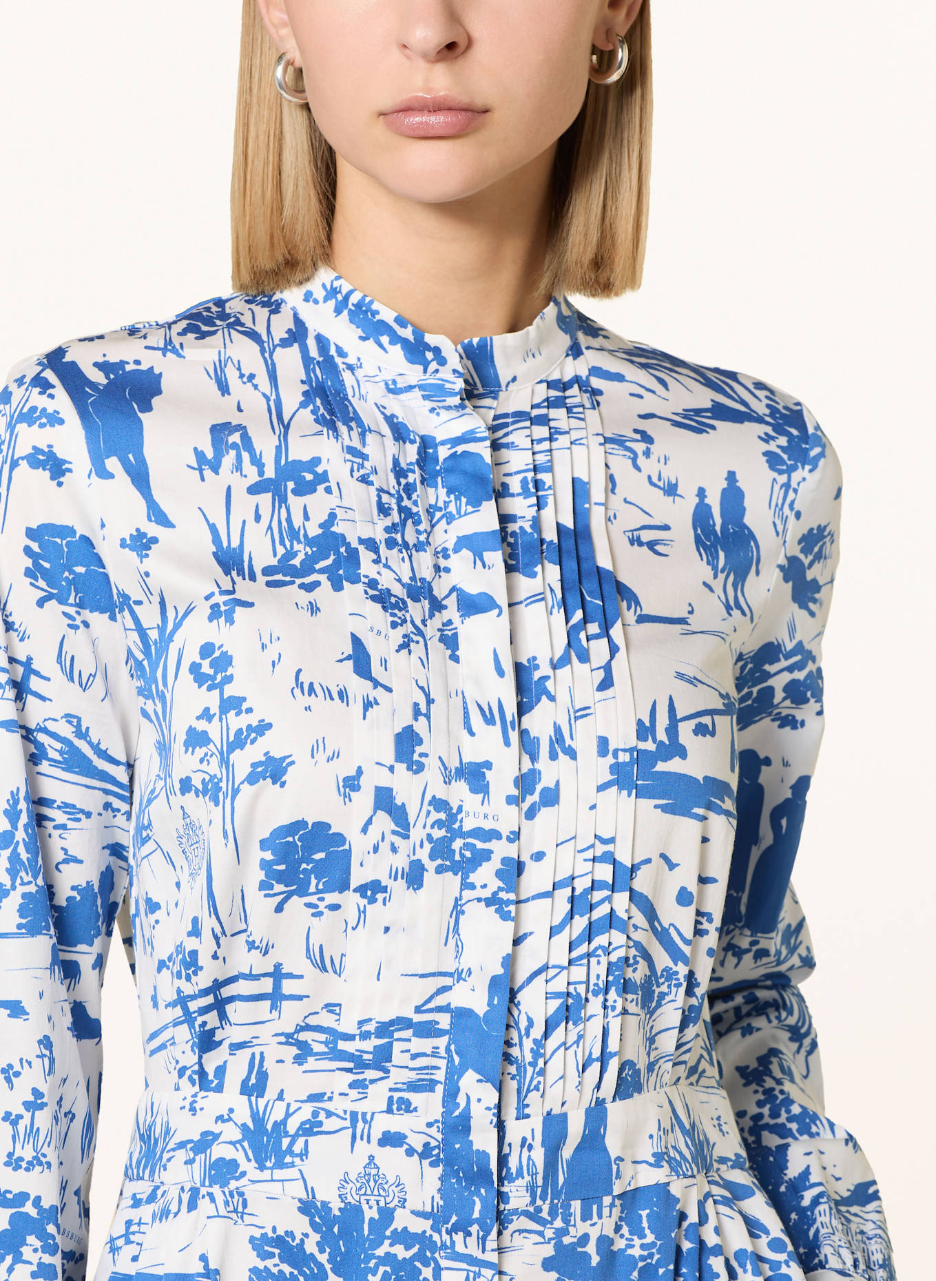 HABSBURG Hemdblusenkleid MAYERLING: WEISS / BLAU