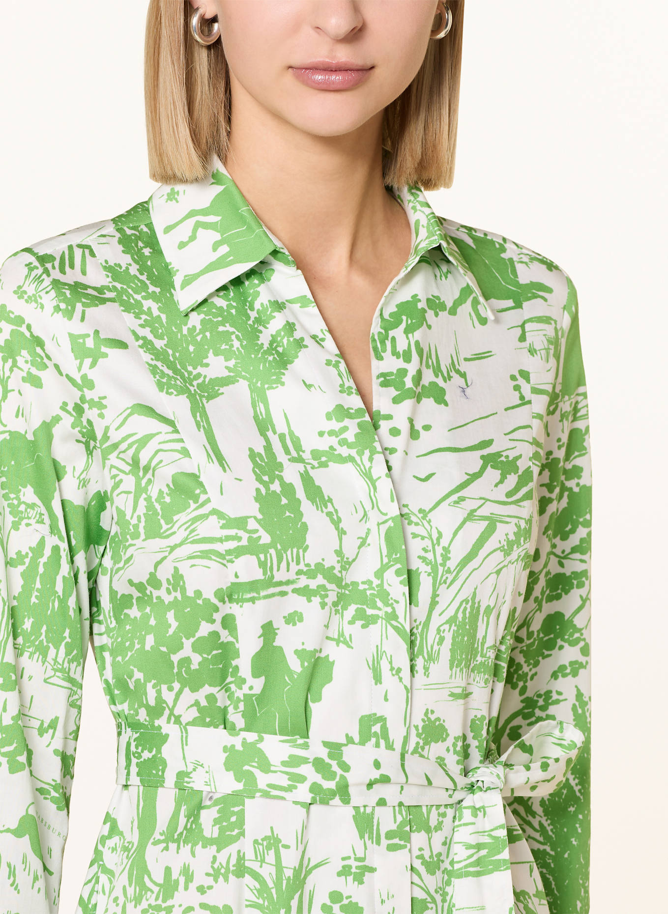 HABSBURG Hemdblusenkleid PÖCHLARN: WEISS / HELLGRÜN