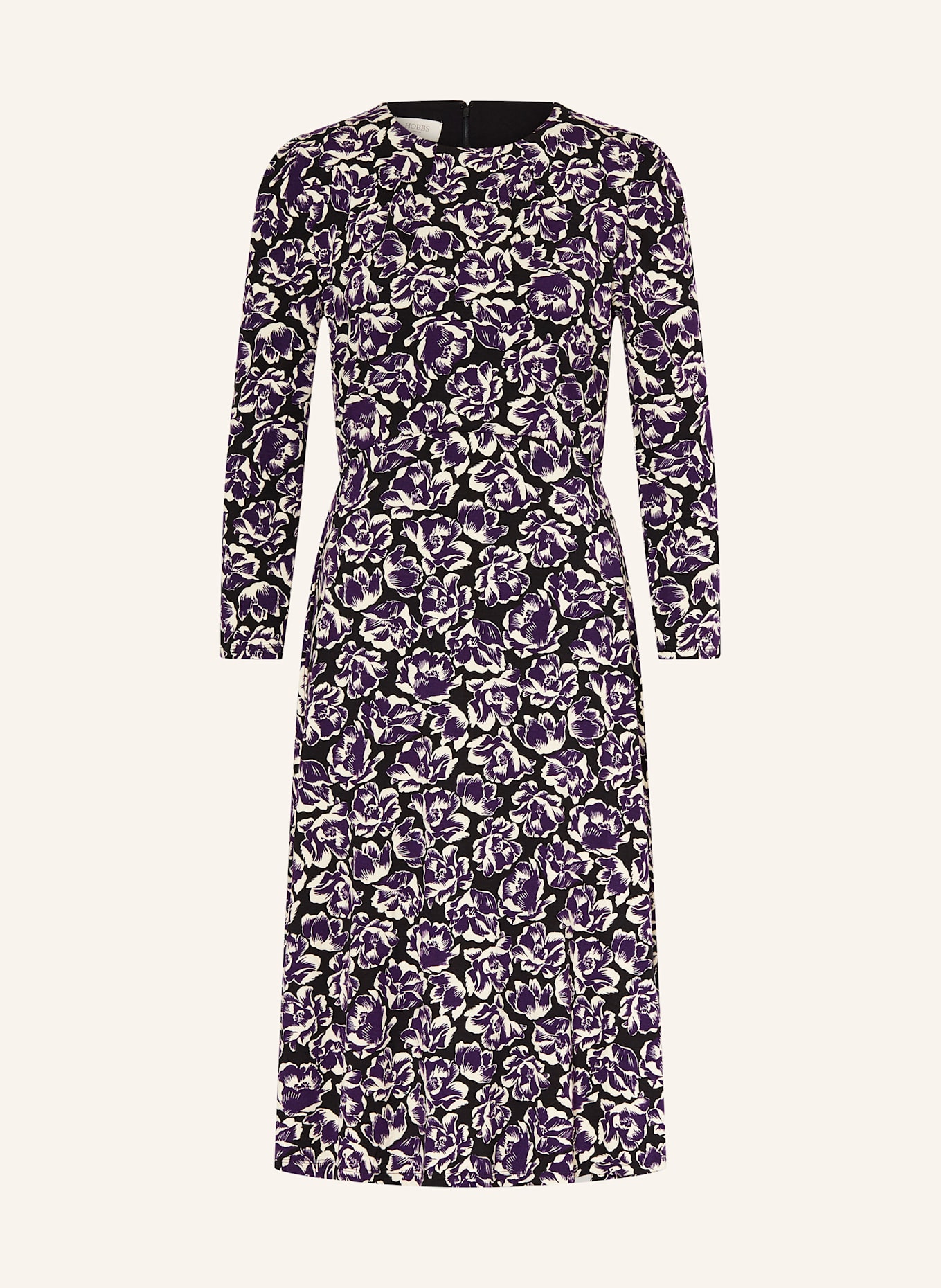 HOBBS Jerseykleid PAIGE mit 3/4-Arm, Farbe: DUNKELLILA/ SCHWARZ/ ECRU (Bild 1)