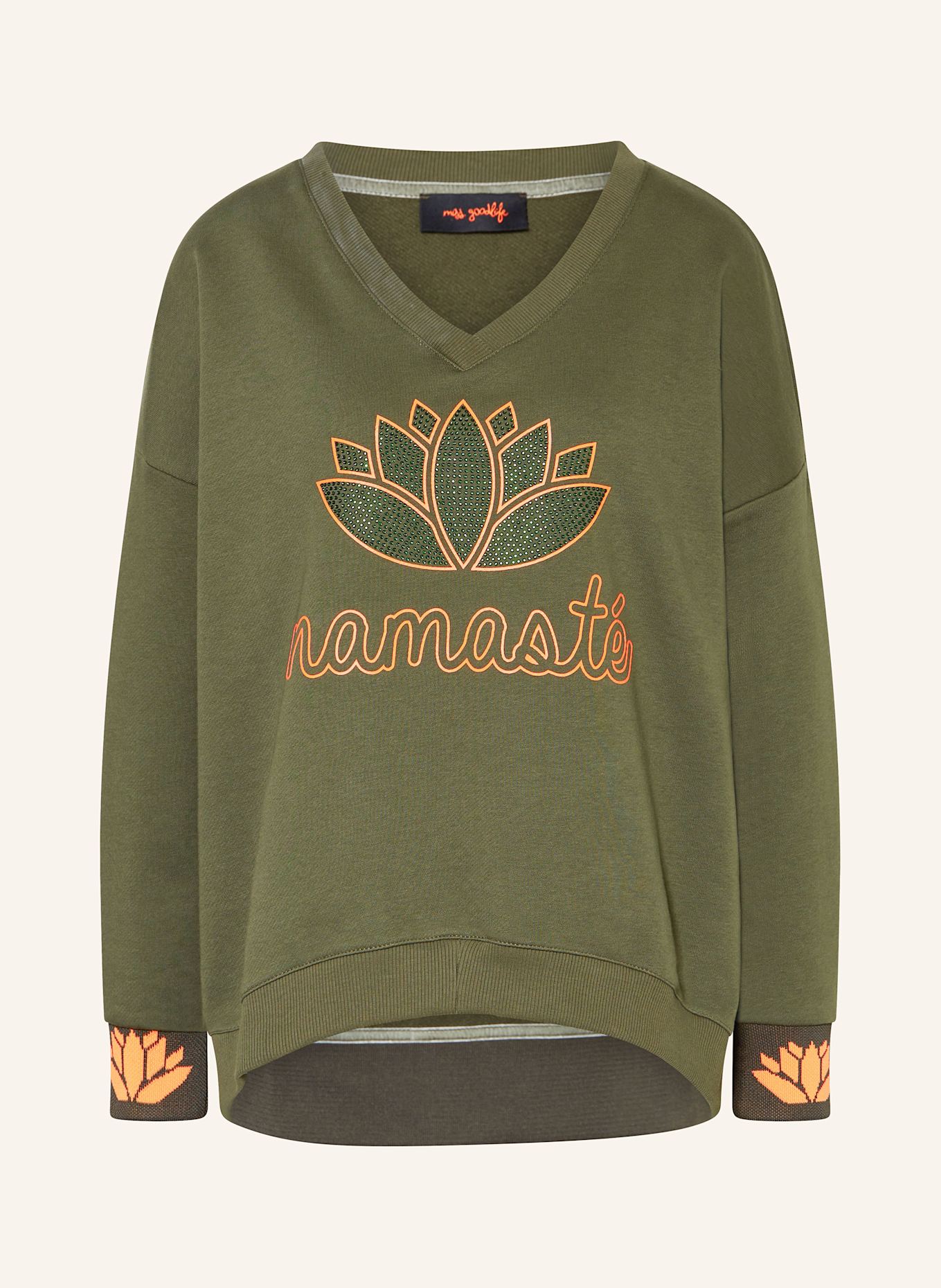 miss goodlife Mikina s flitry: OLIVOVÁ / NEONOVĚ ORANŽOVÁ