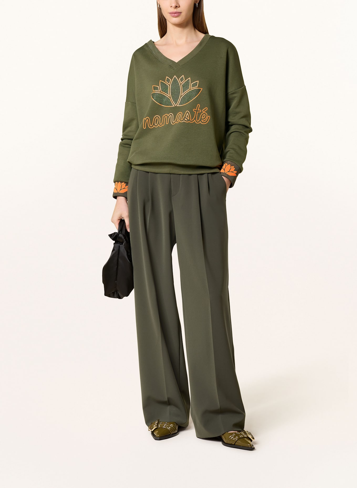 miss goodlife Mikina s flitry: OLIVOVÁ / NEONOVĚ ORANŽOVÁ