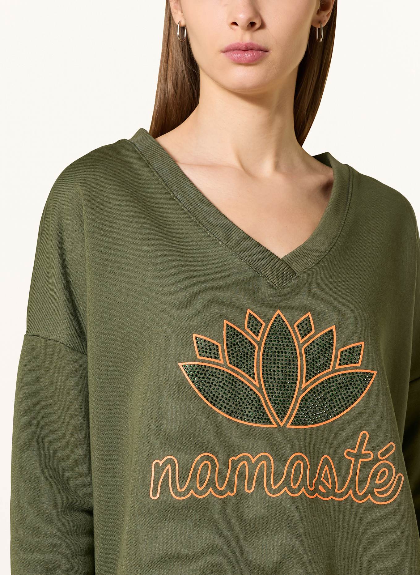 miss goodlife Mikina s flitry: OLIVOVÁ / NEONOVĚ ORANŽOVÁ