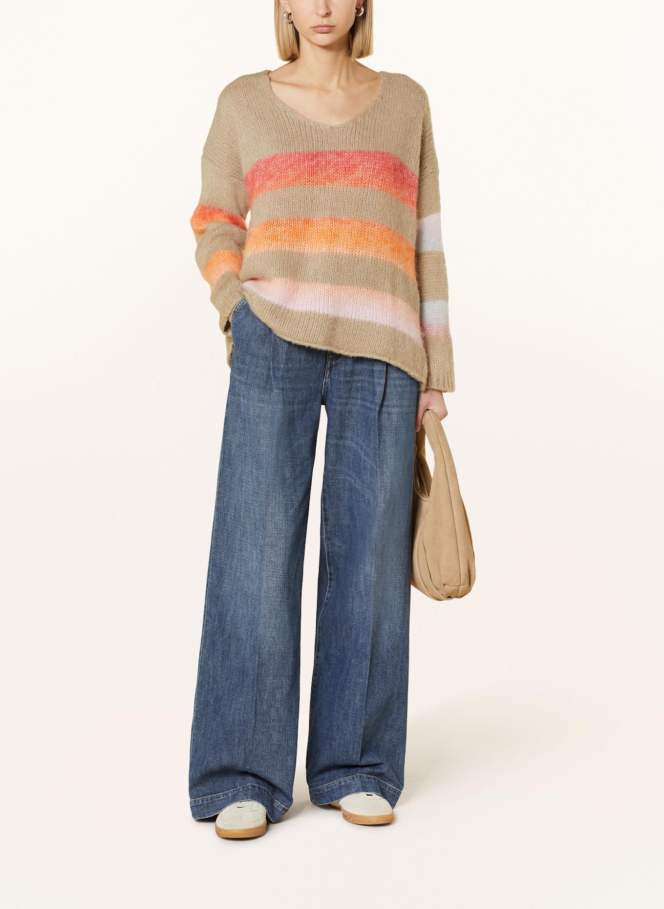 miss goodlife Pullover mit Alpaka: BEIGE / ORANGE / PINK