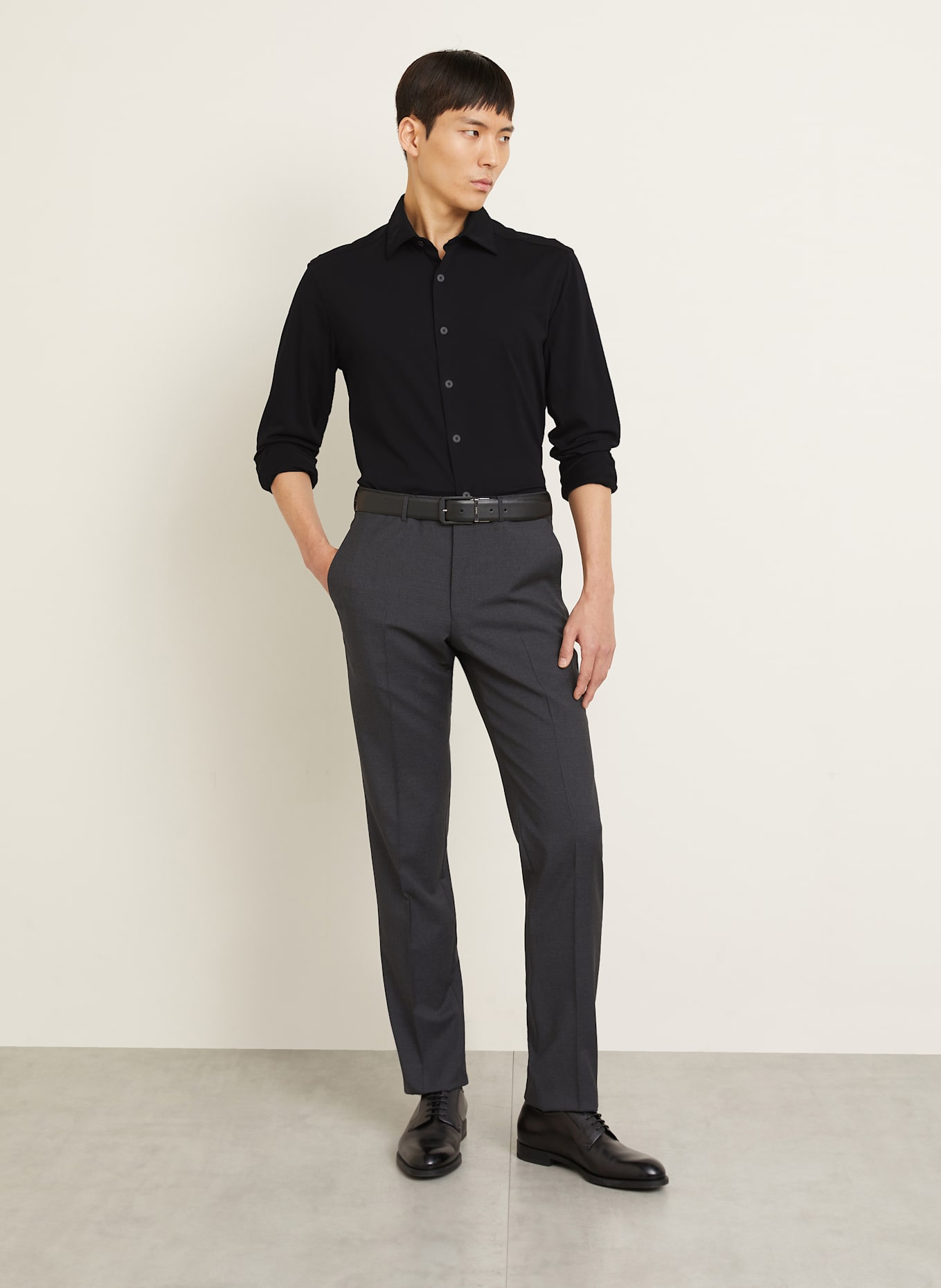 ZEGNA Jerseyhemd Regular Fit: SCHWARZ