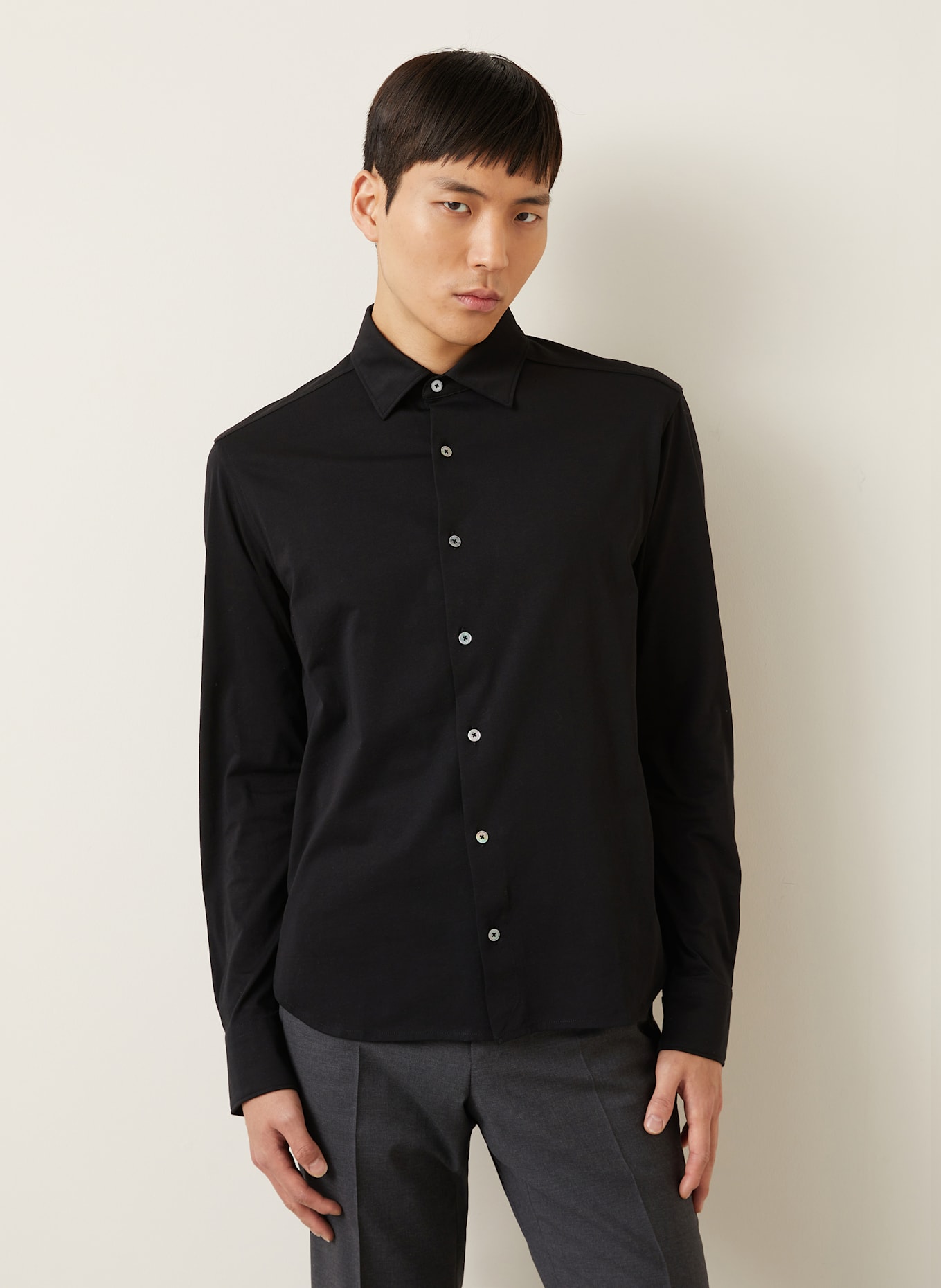 ZEGNA Jerseyhemd Regular Fit: SCHWARZ