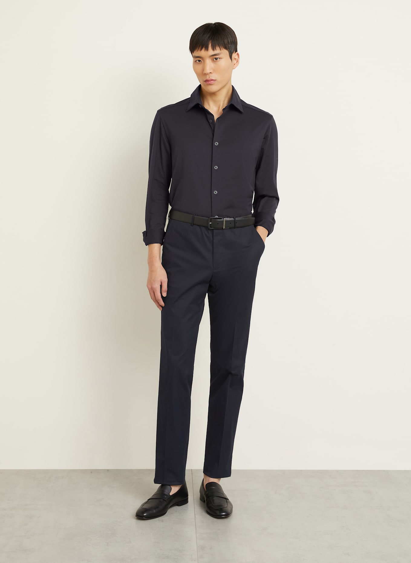 ZEGNA Jerseyhemd Regular Fit: DUNKELBLAU
