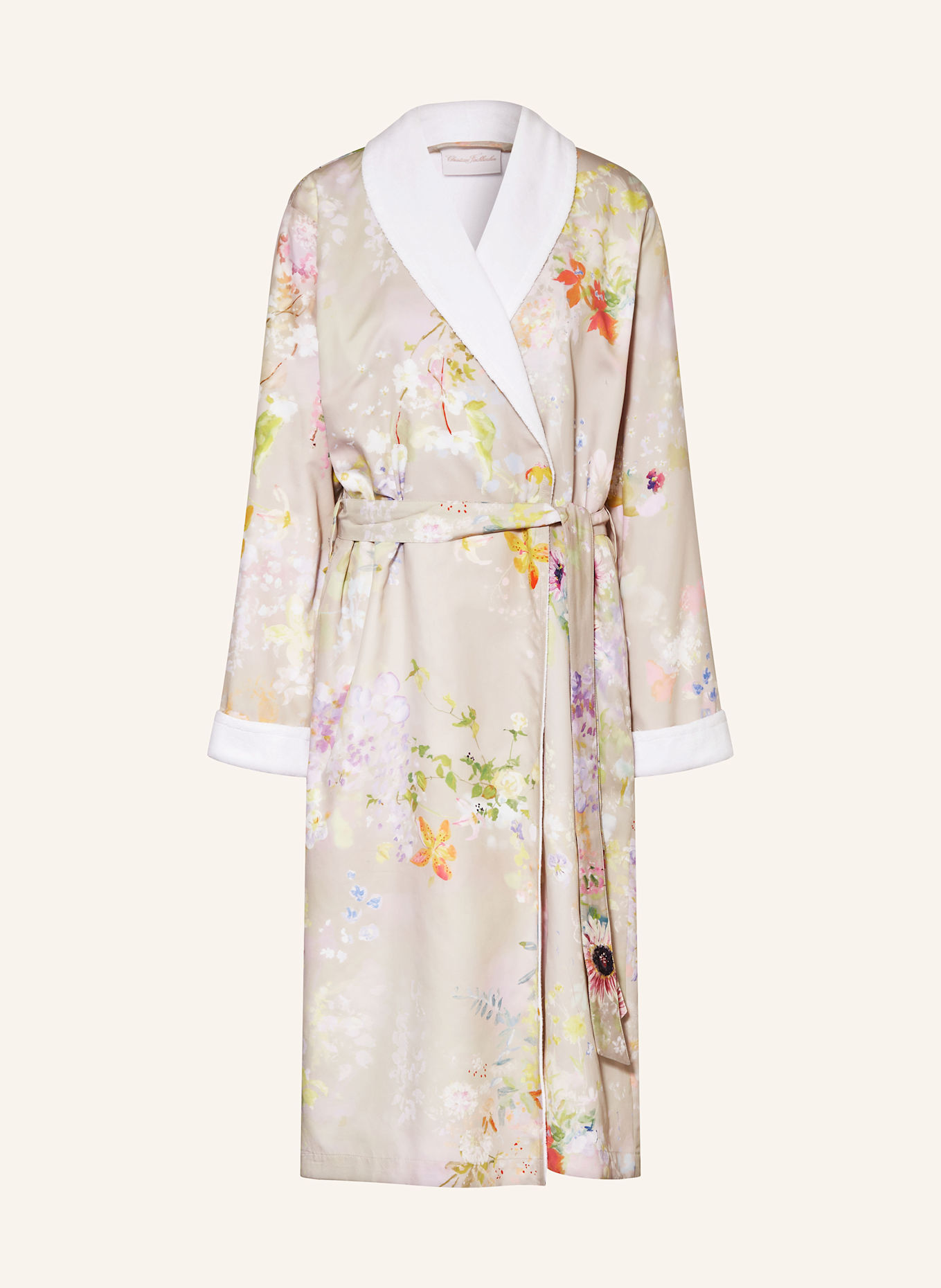 Christian Fischbacher Unisex-Bademantel MYSTIC GARDEN: BEIGE / ROSA / GELB