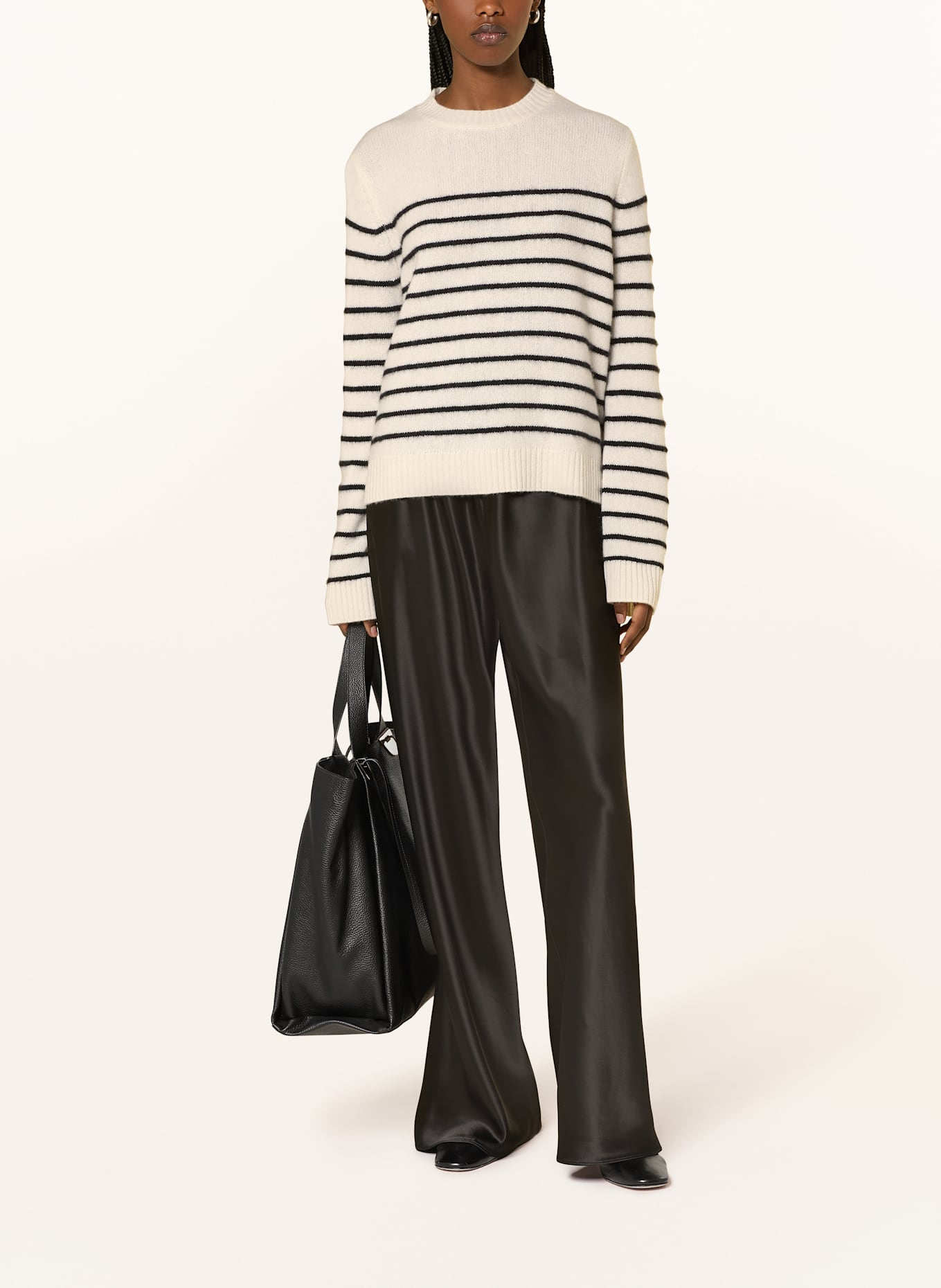 ALMADA LABEL Cashmere sweater RAE: ECRU/ BLACK