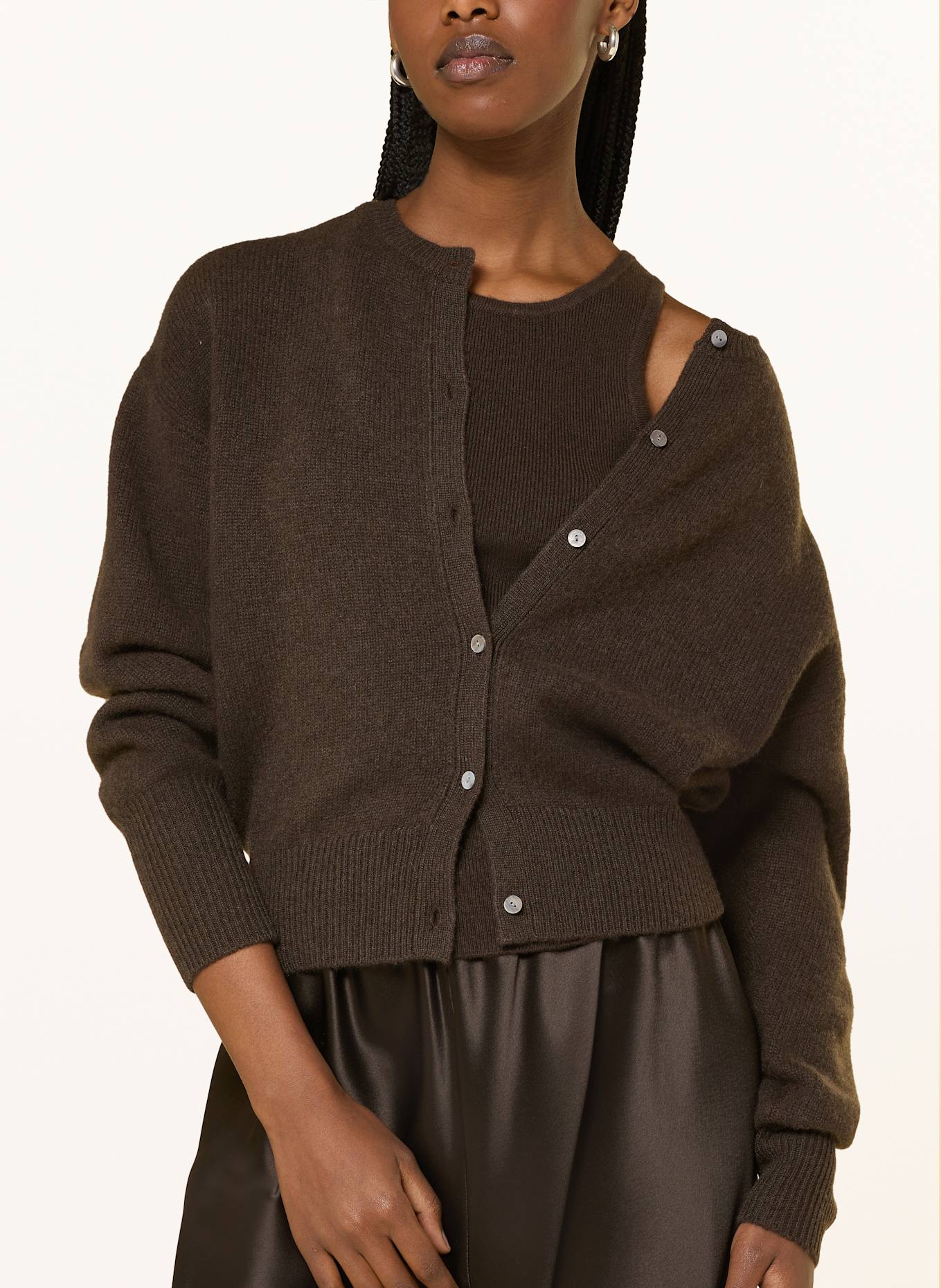 ALMADA LABEL Stricktop LUNA aus Merinowolle mit Cashmere: DUNKELBRAUN