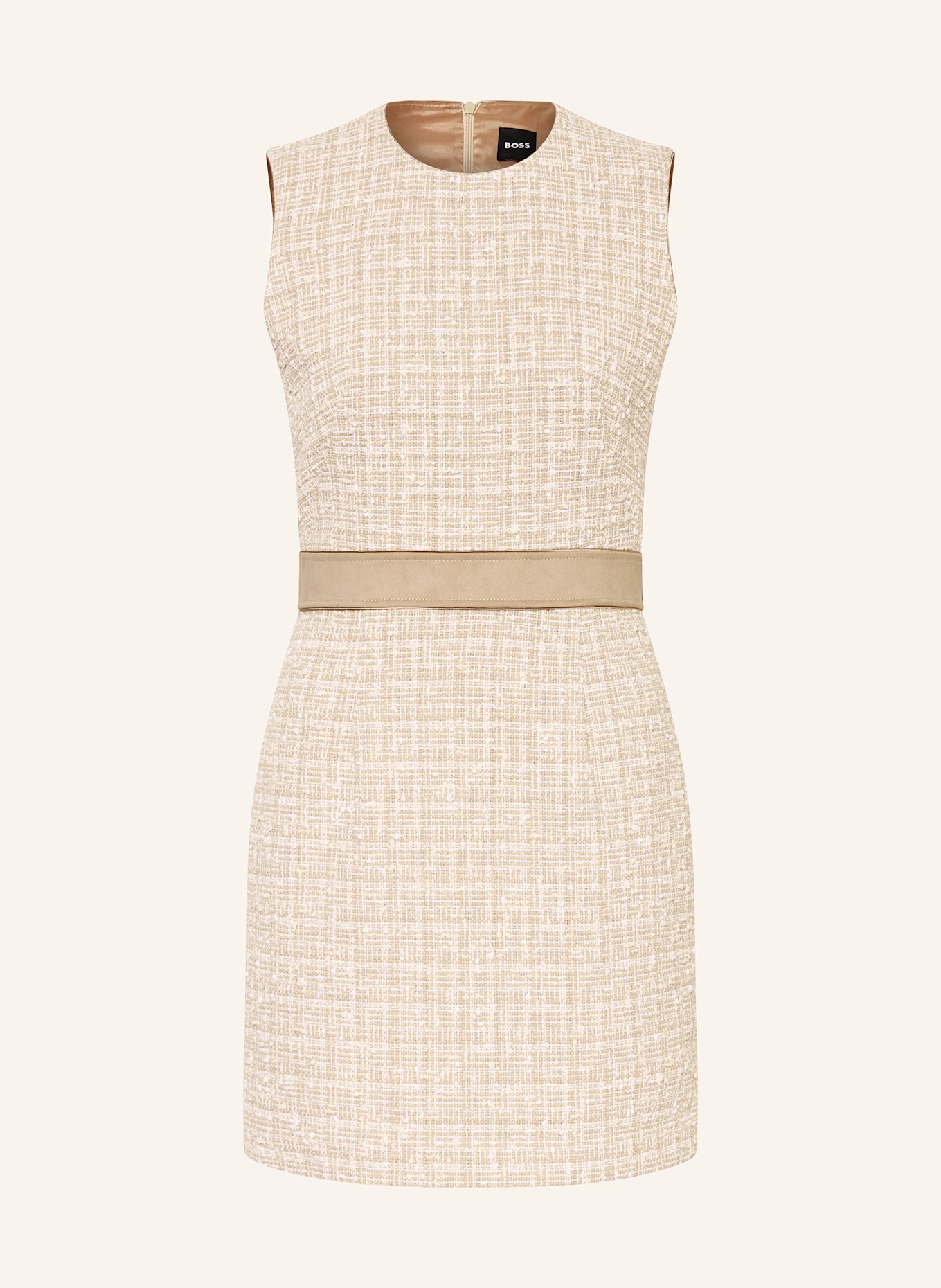 BOSS Etuikleid DIARIAS aus Tweed: BEIGE/ CREME