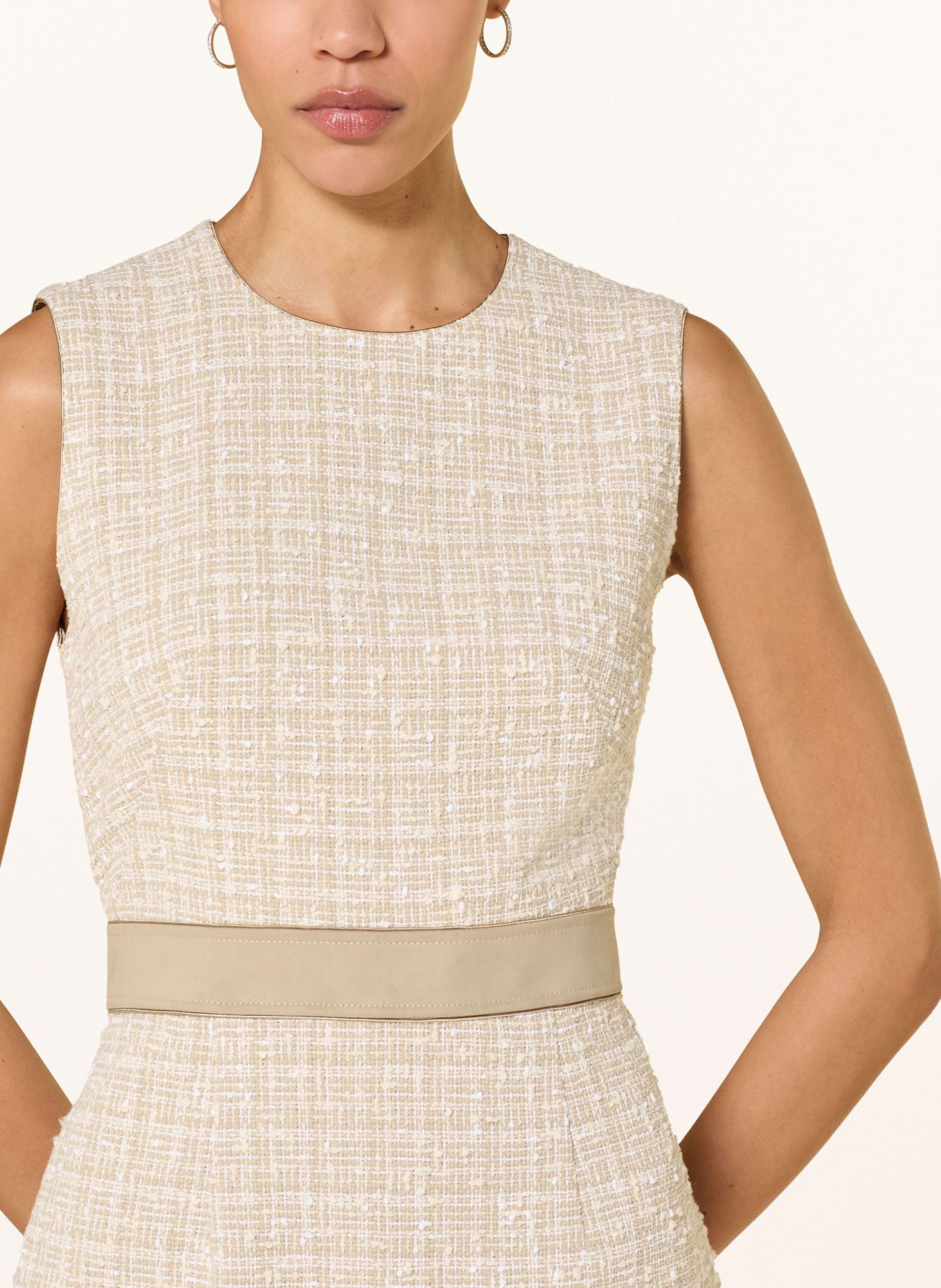 BOSS Etuikleid DIARIAS aus Tweed: BEIGE/ CREME